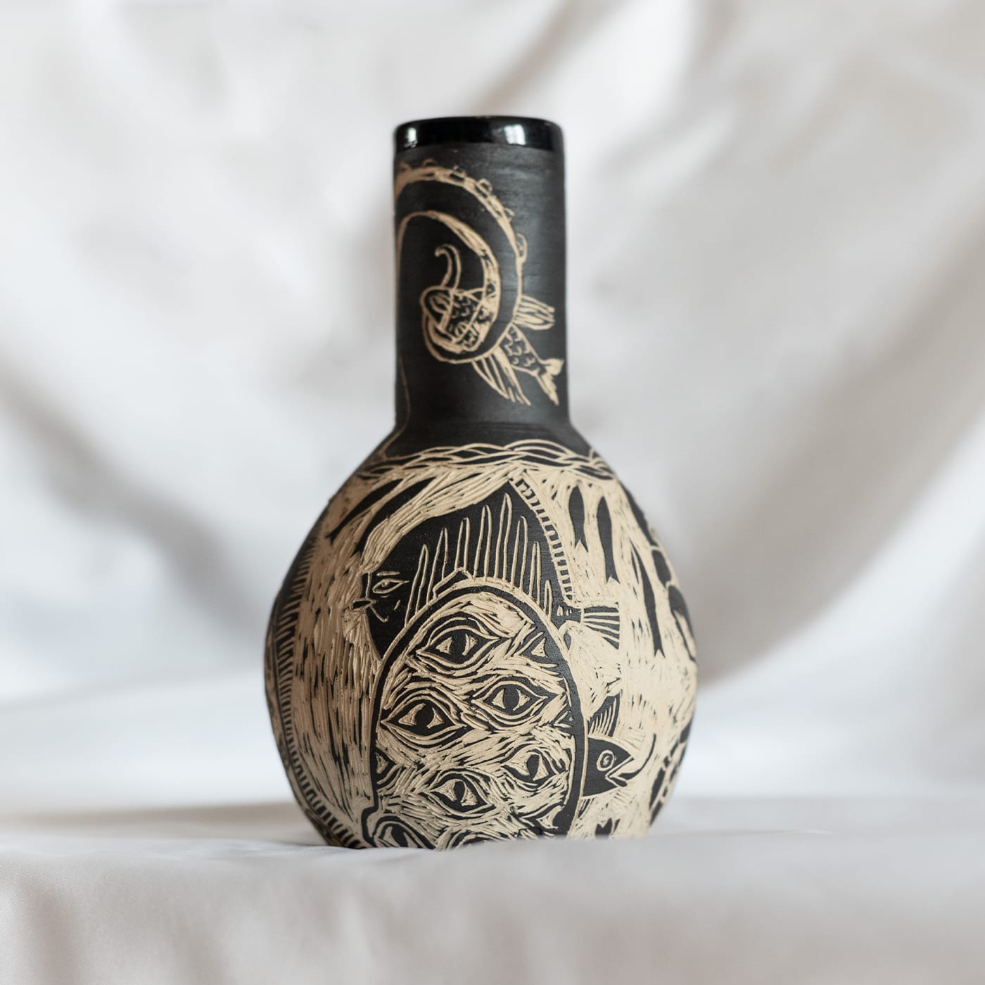 Granchio Beige and Black Grès Small Vase - Clara Holt