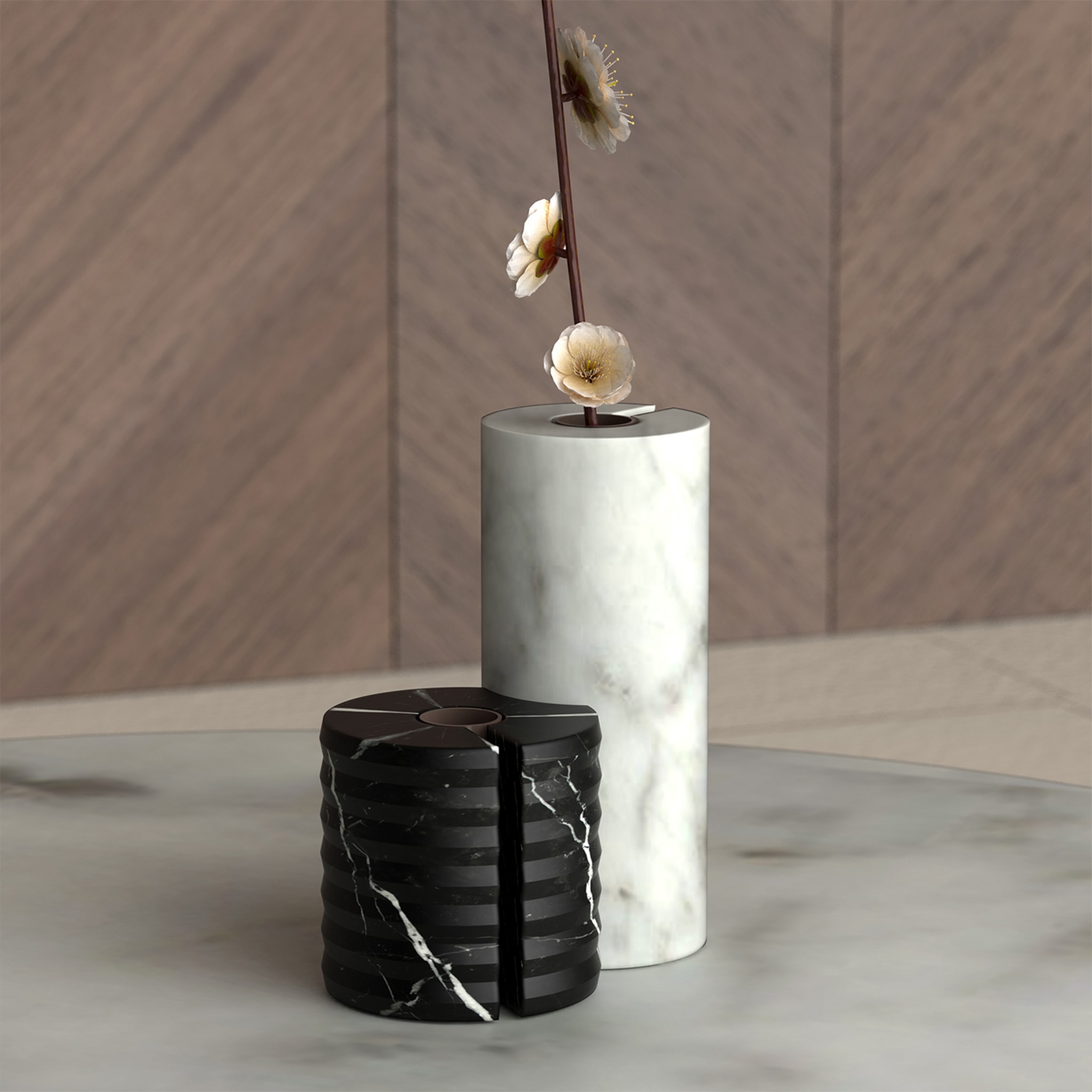 Loto Single-Stem Carrara Vase - Alternative view 1