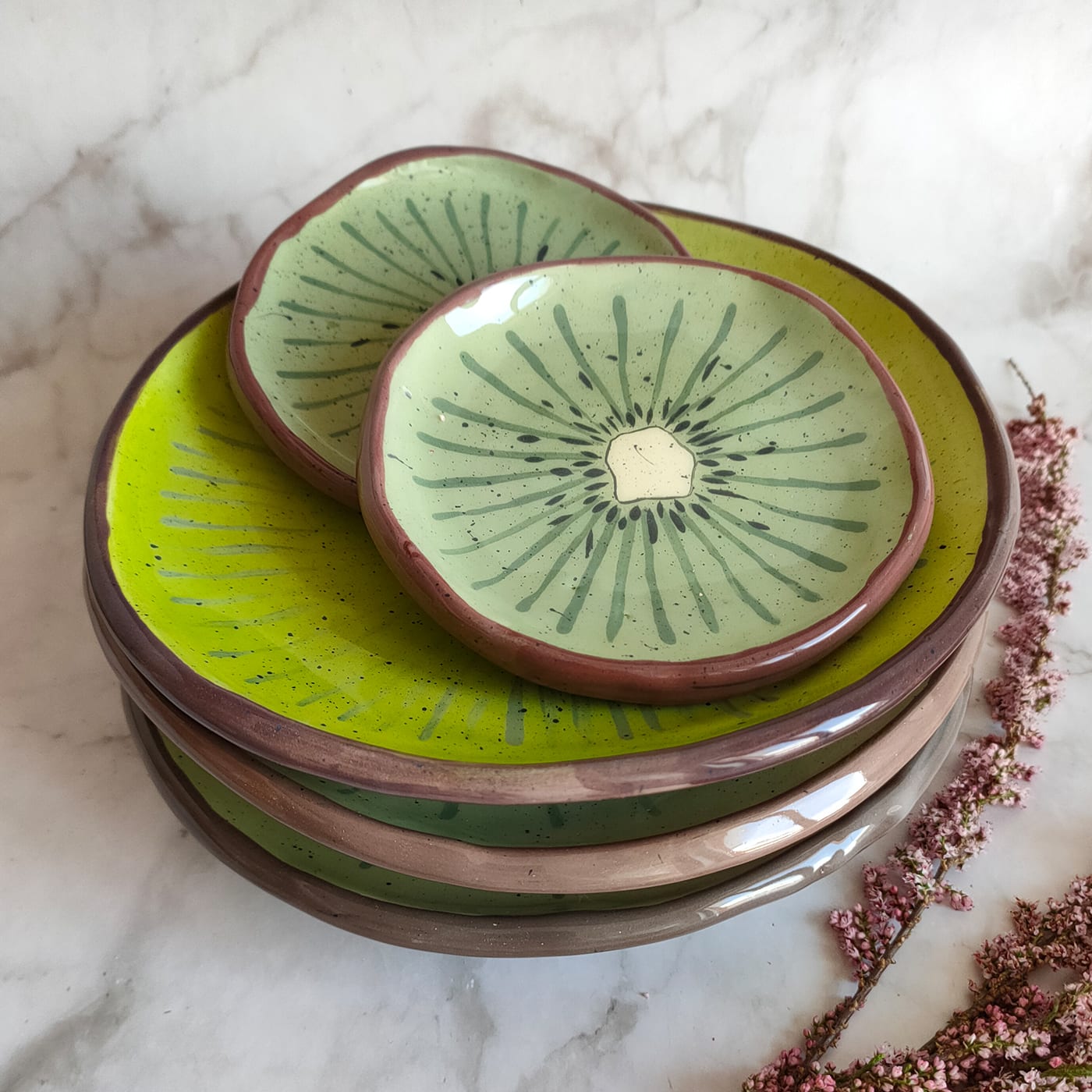 Set of 2 Green Kiwi Plate 27 cm - Federica Massimi