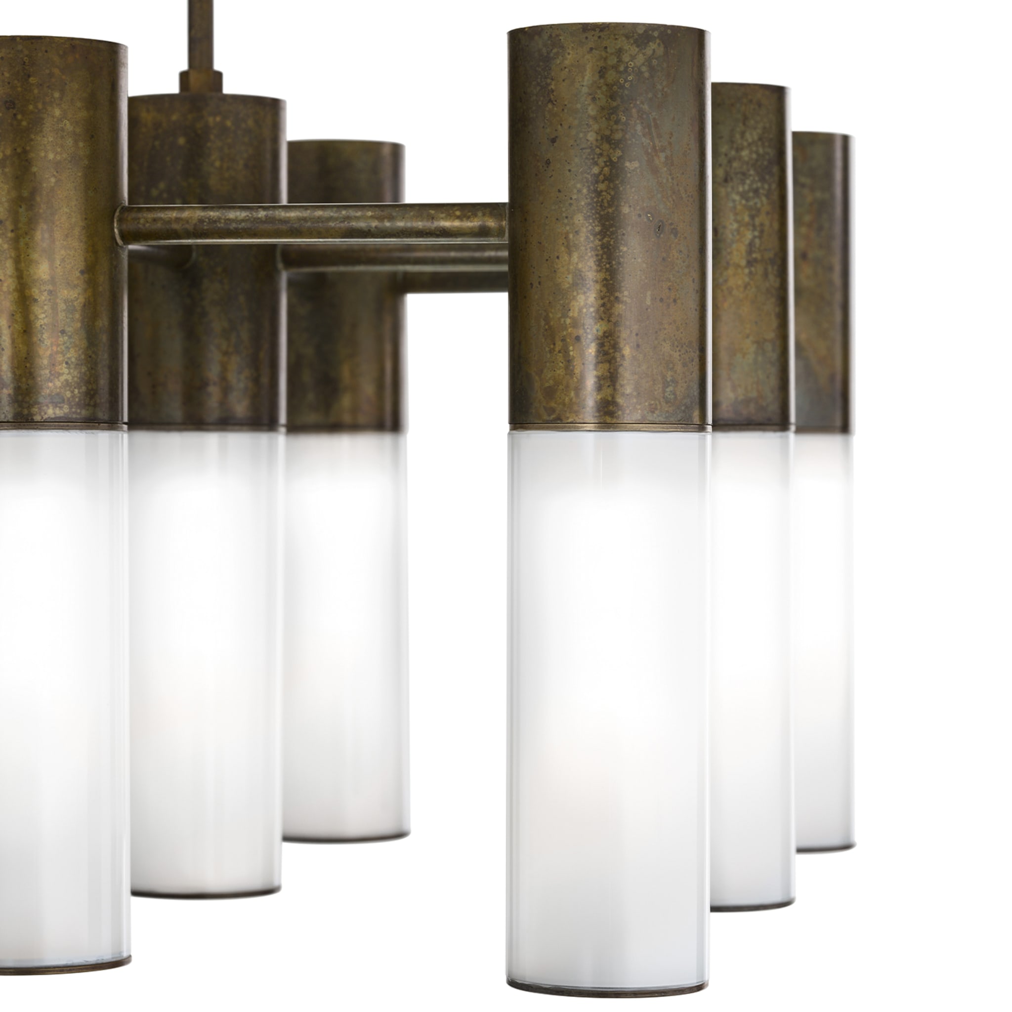 Lampadari Etoile a 9 luci in ottone e vetro bianco - Vista alternativa 1