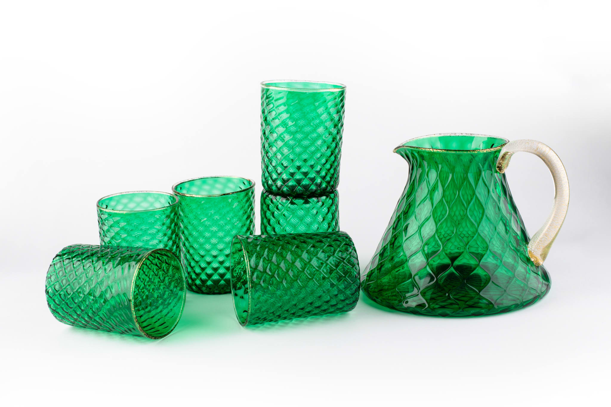 Set of Green Balloton Pitcher and 6 Glasses - Alternative view 2