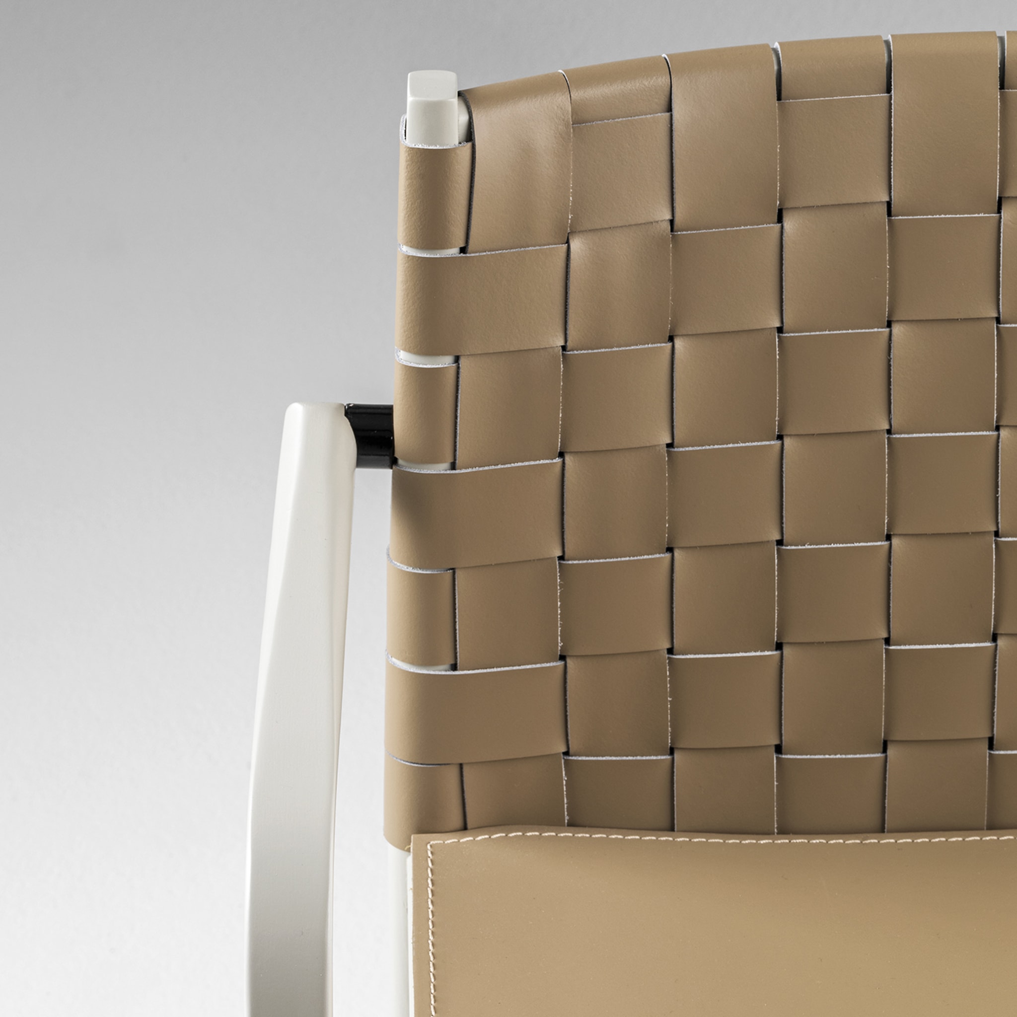 Julie Beige Leather chair with armrests by Emilio Nanni - Alternative view 1
