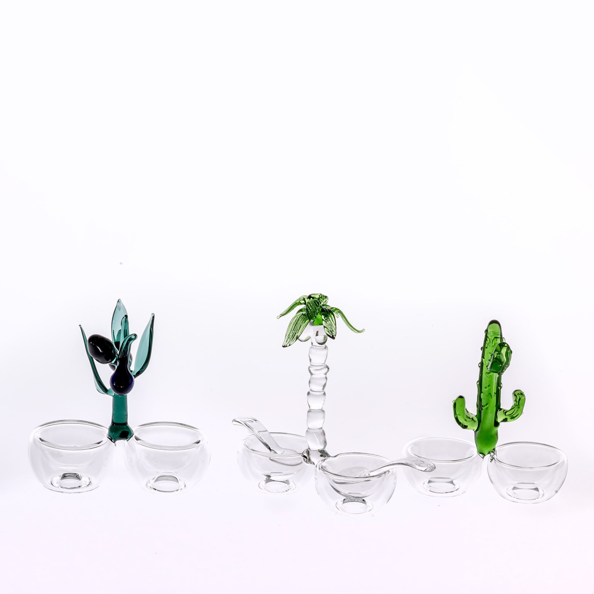 Portofino Handcrafted Glass Cactus Salt&Pepper Set  - Alternative view 1