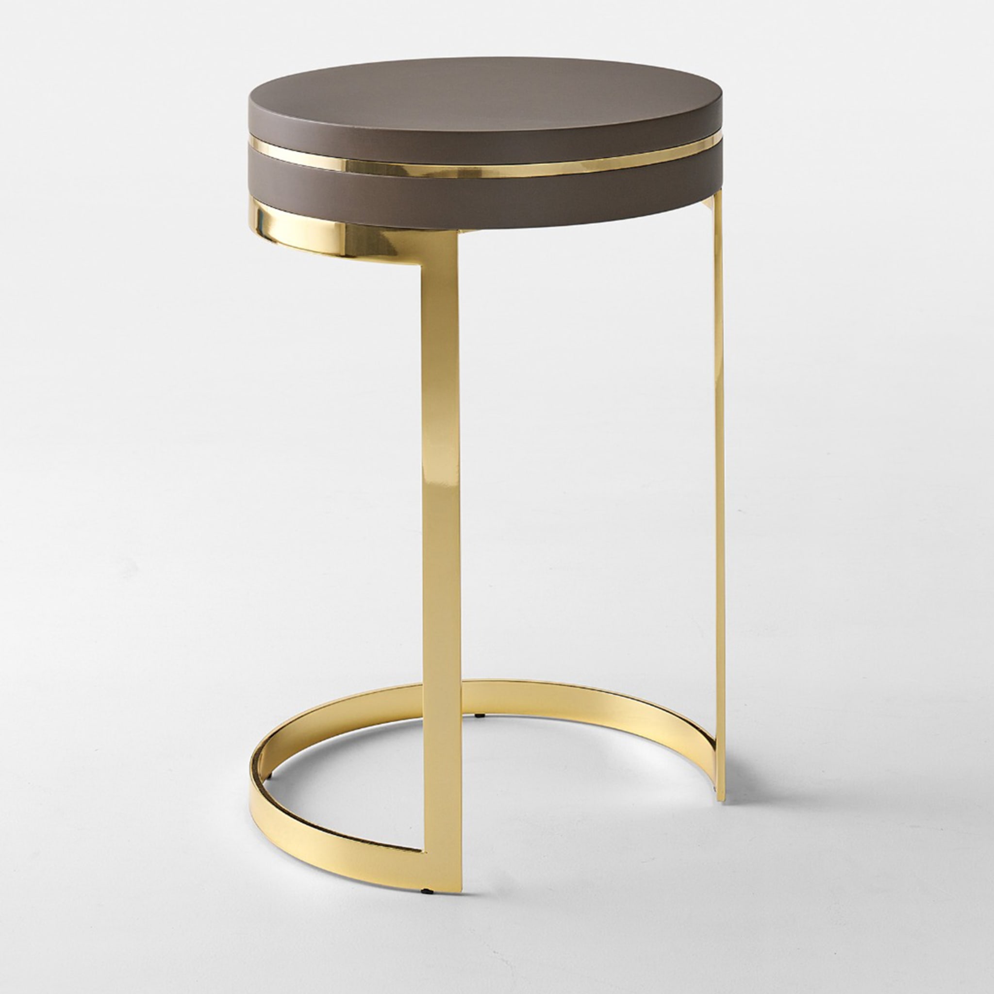 Topazio Round Golden & Brown Side Table - Alternative view 1