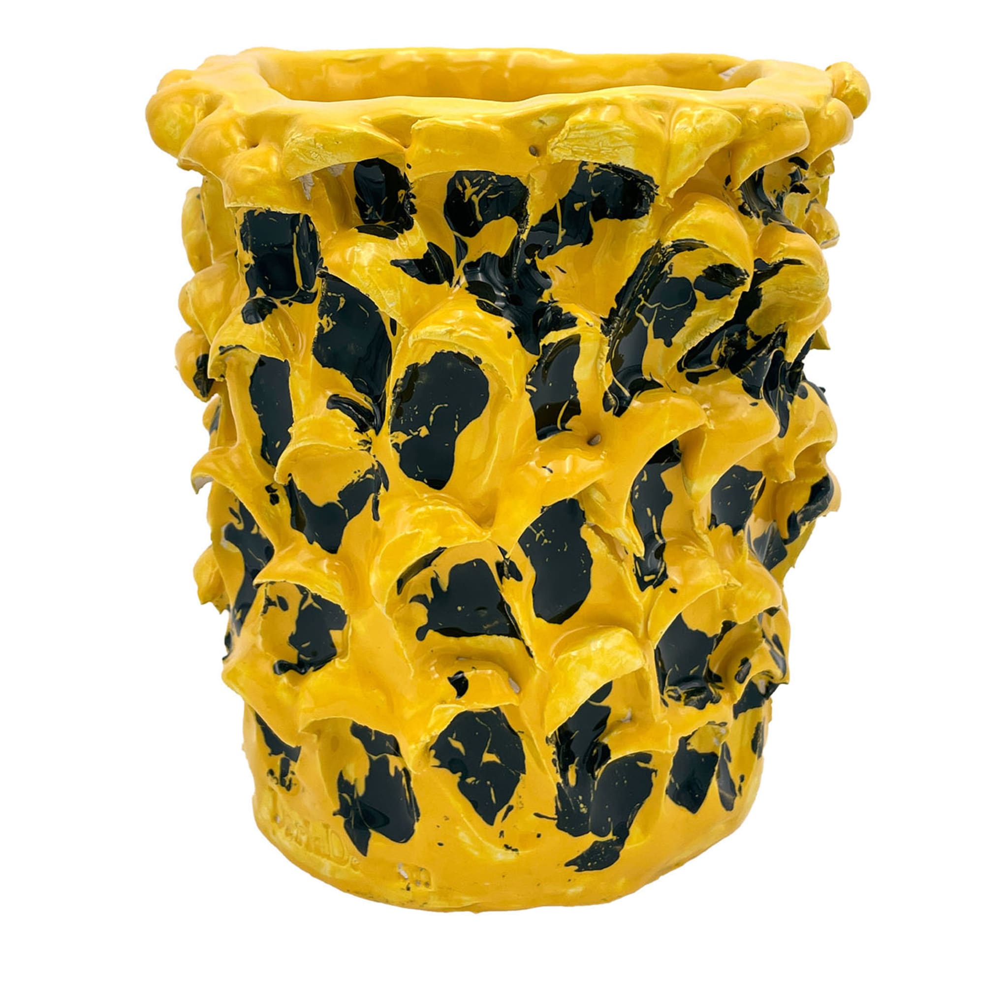 Vase Onda jaune cadmium et noir d'Izmir - Vue principale