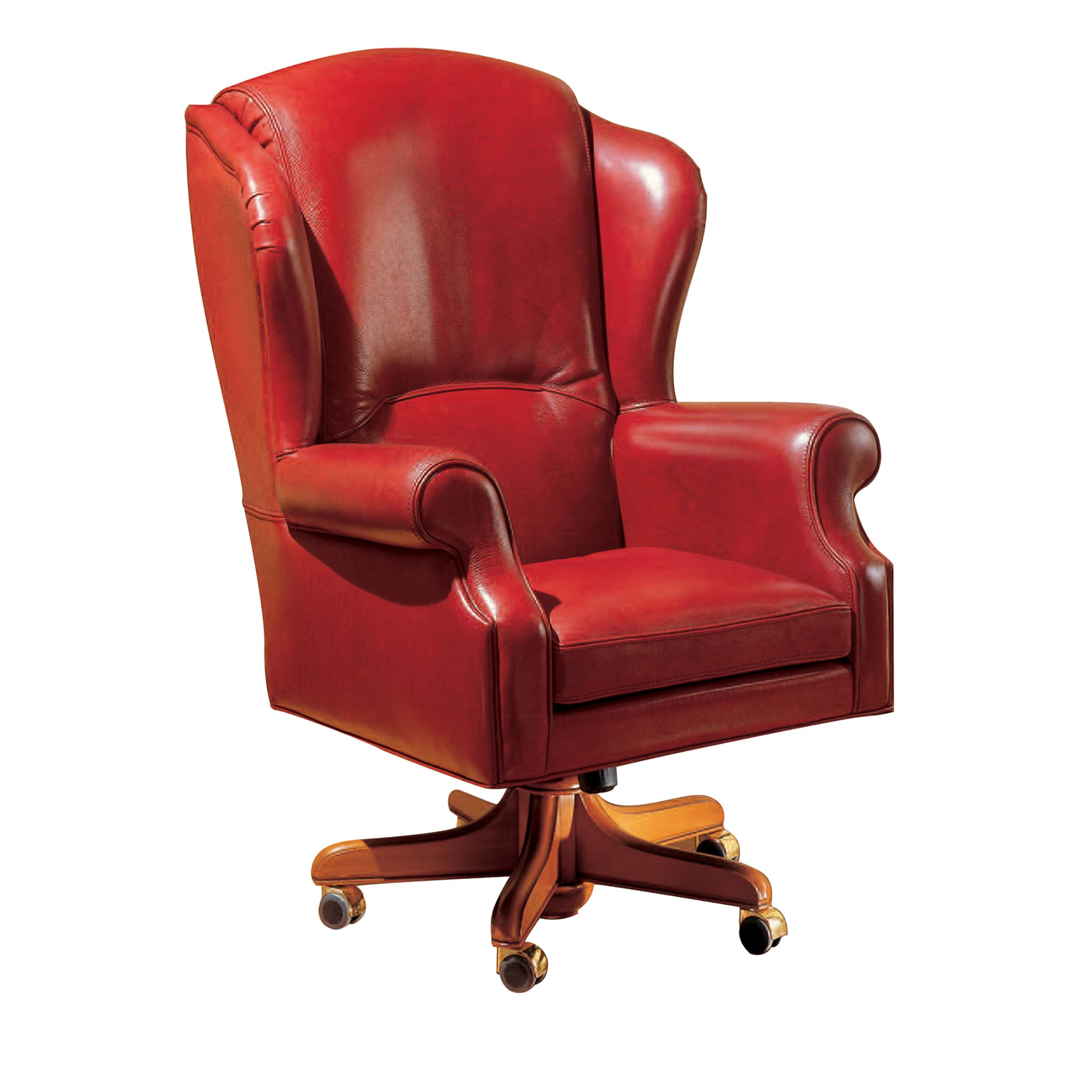 Deep Red Leather Armchair - Main view
