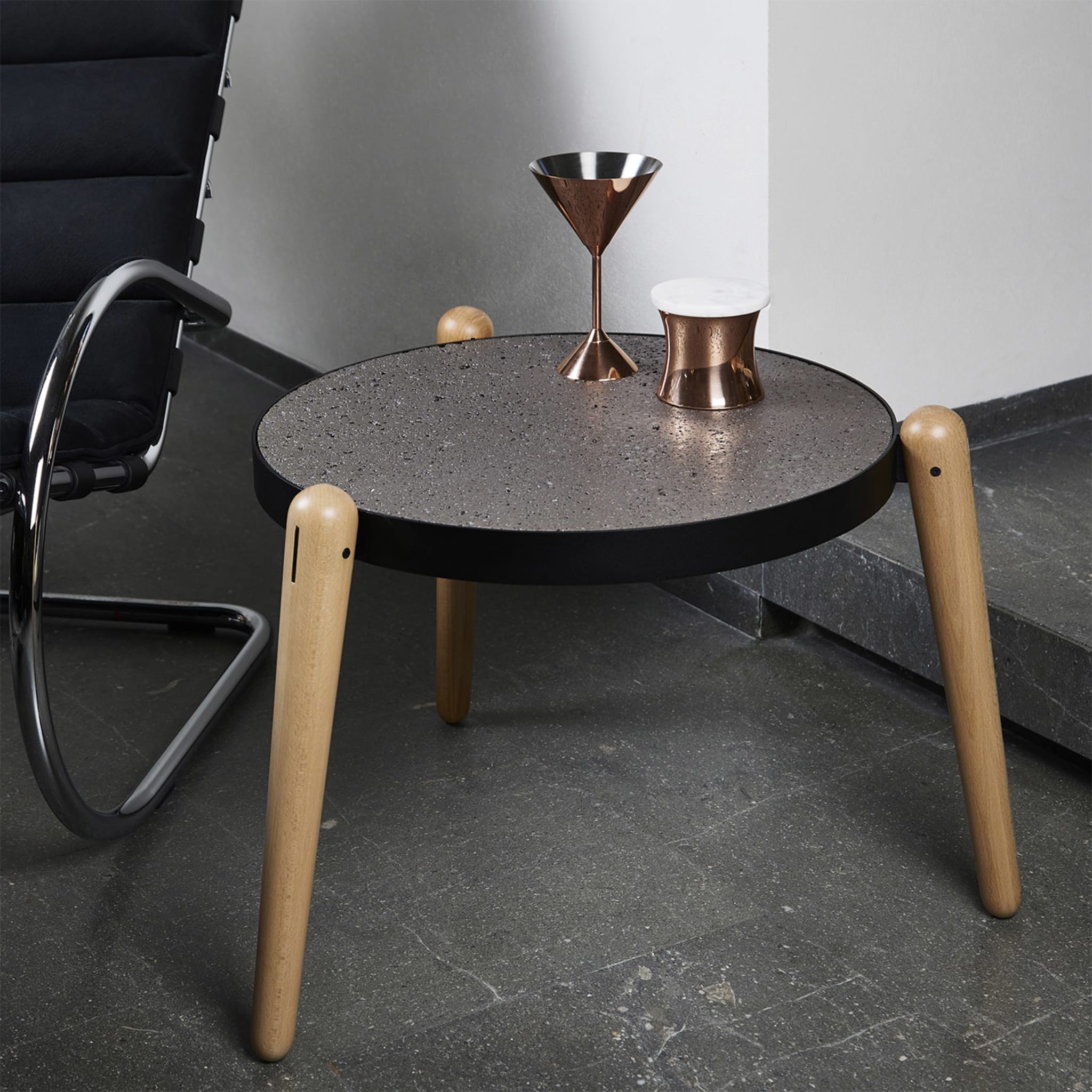 Tris Perciata Stone Round Coffee Table #4 by Luca Maci - Alternative view 1
