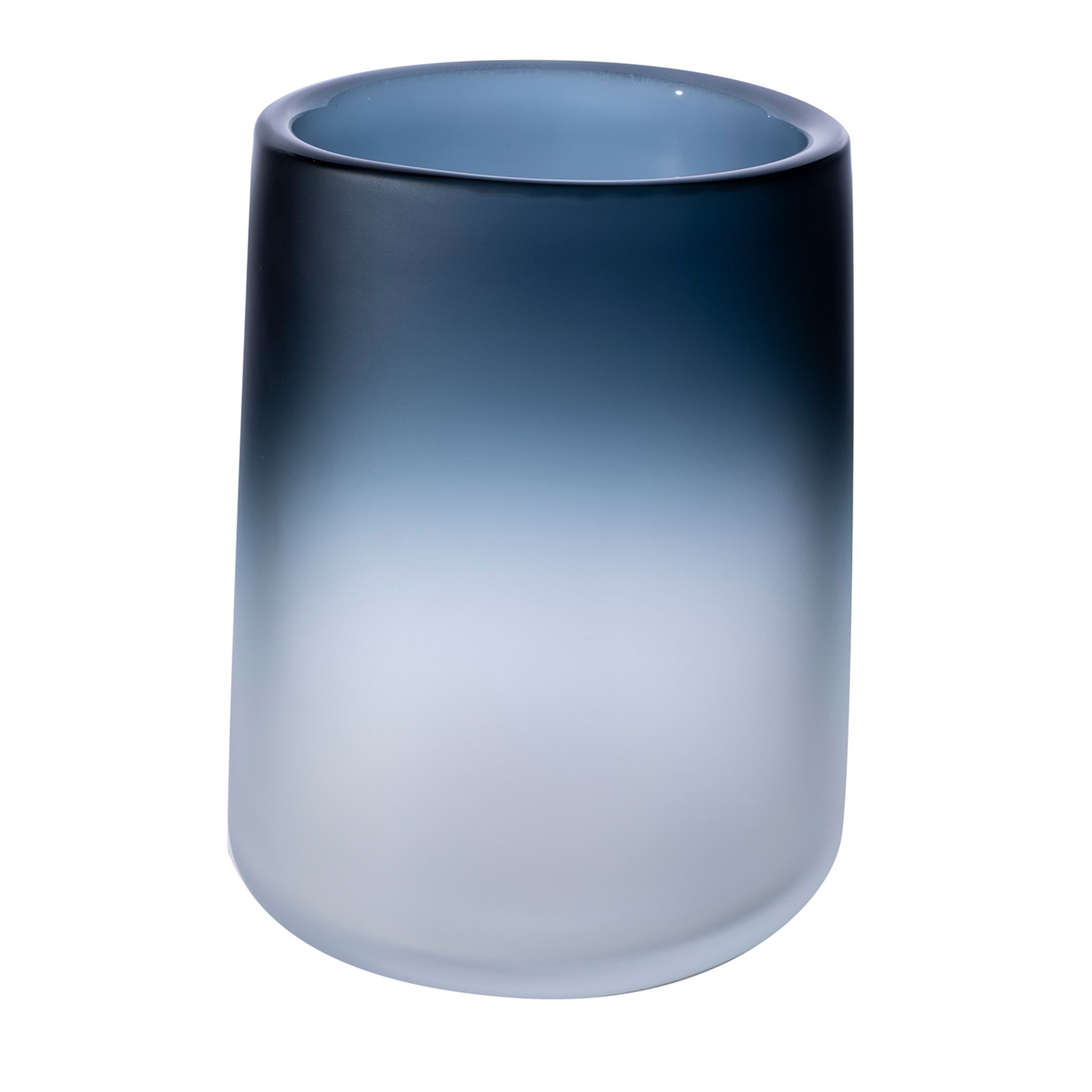 Cilindro Kleine Vase - Satin - Kristall/Blau - Hauptansicht