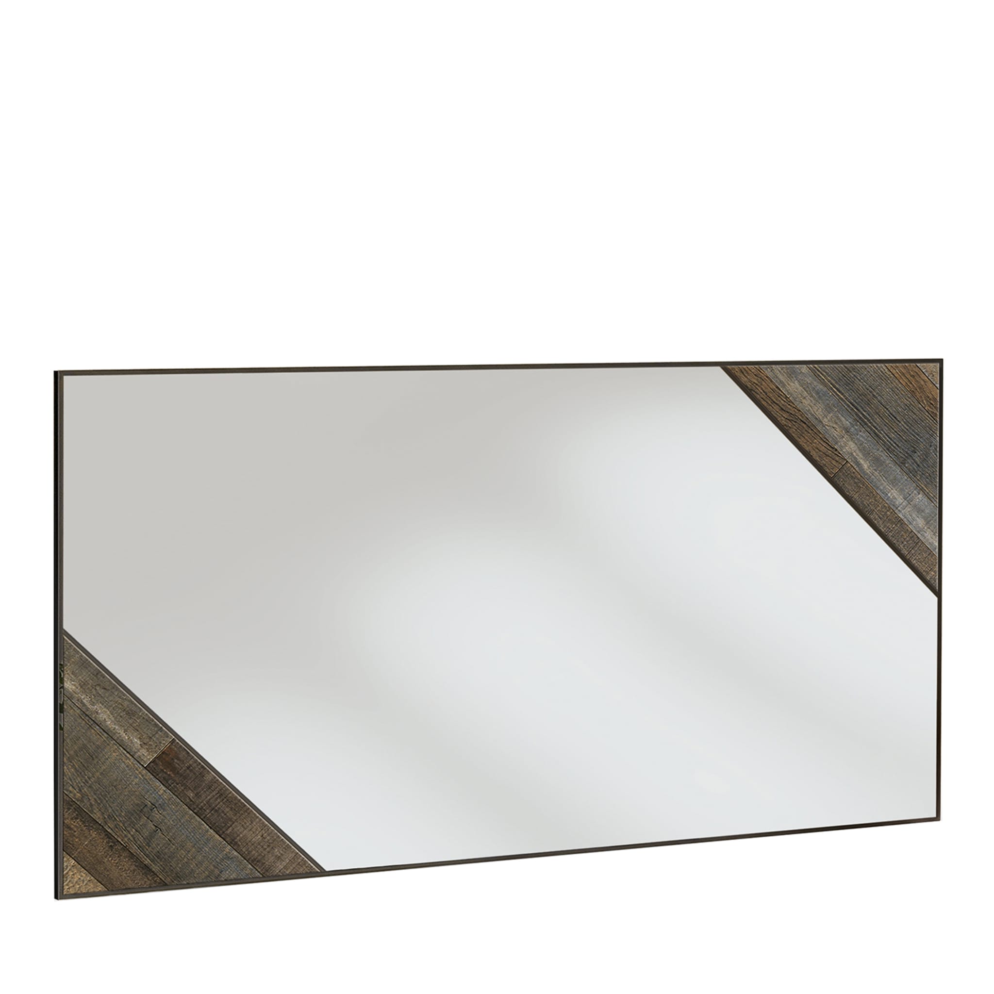 Rectangular Mirror with Old Wood Inlays - Main view