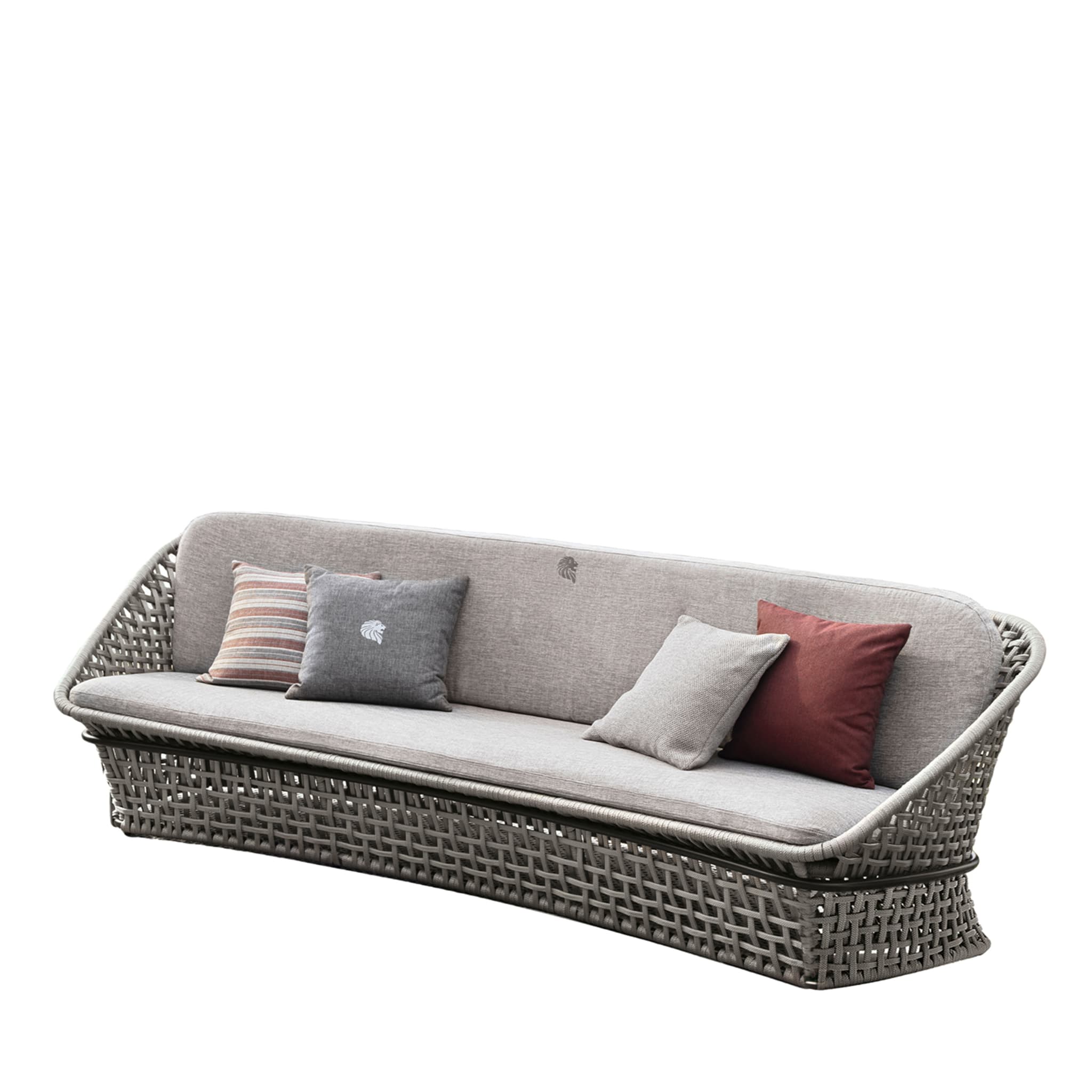 Canapé 4 places en tissu gris pour l'extérieur - Vue principale