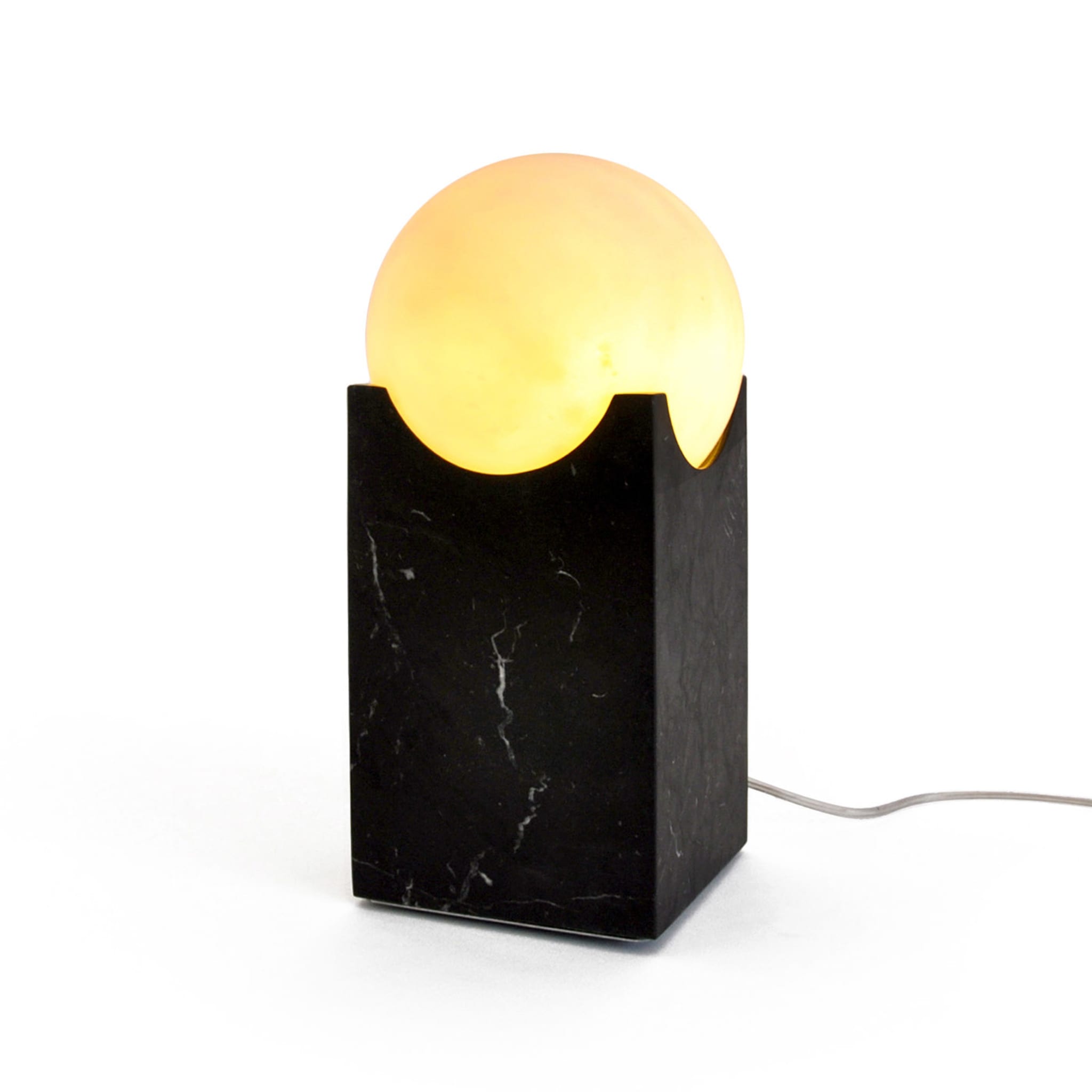 Small Black Marquina Marble Eclipse Table Lamp - Alternative view 1