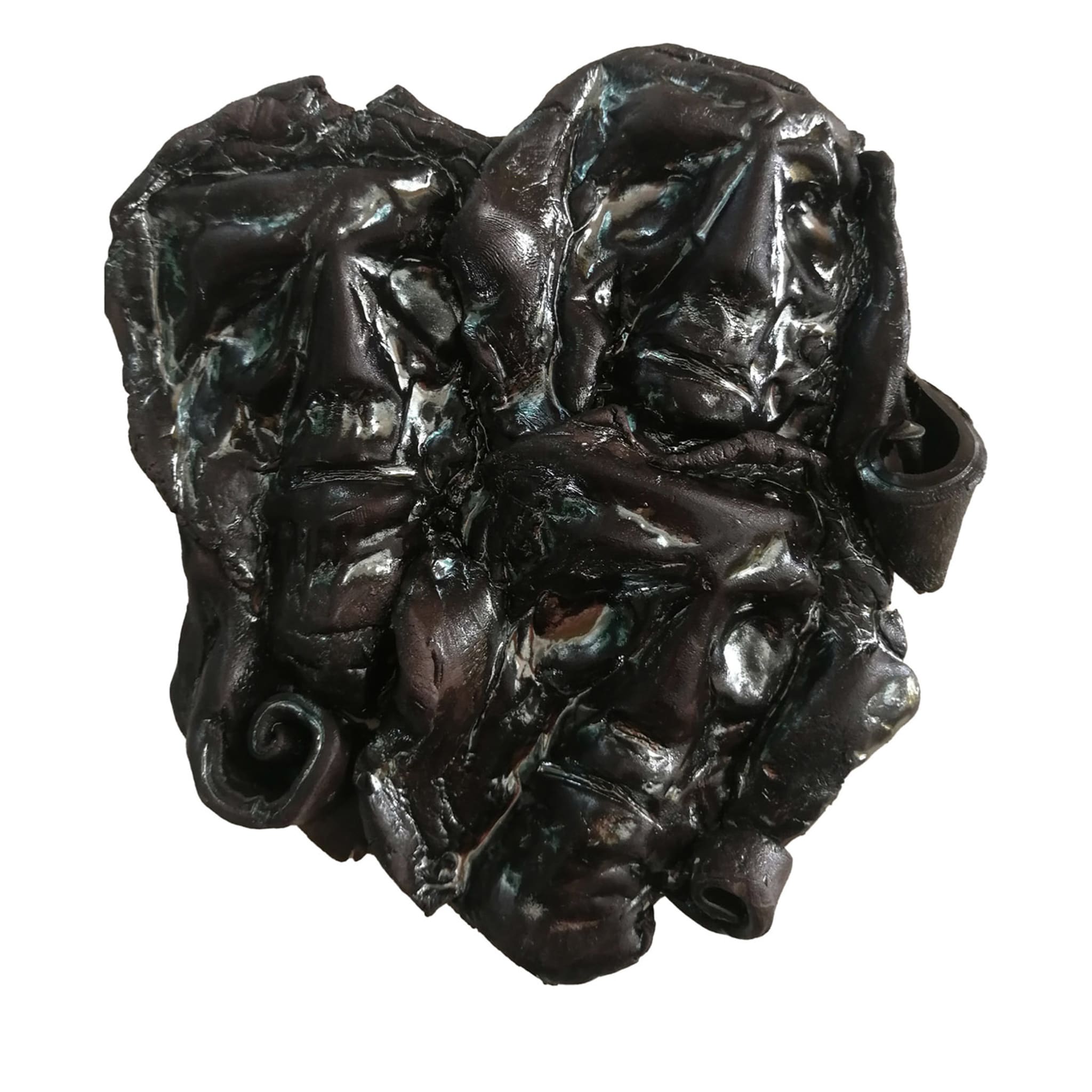 Pandemia - Black Decorative Ceramic Sculpture - Main view