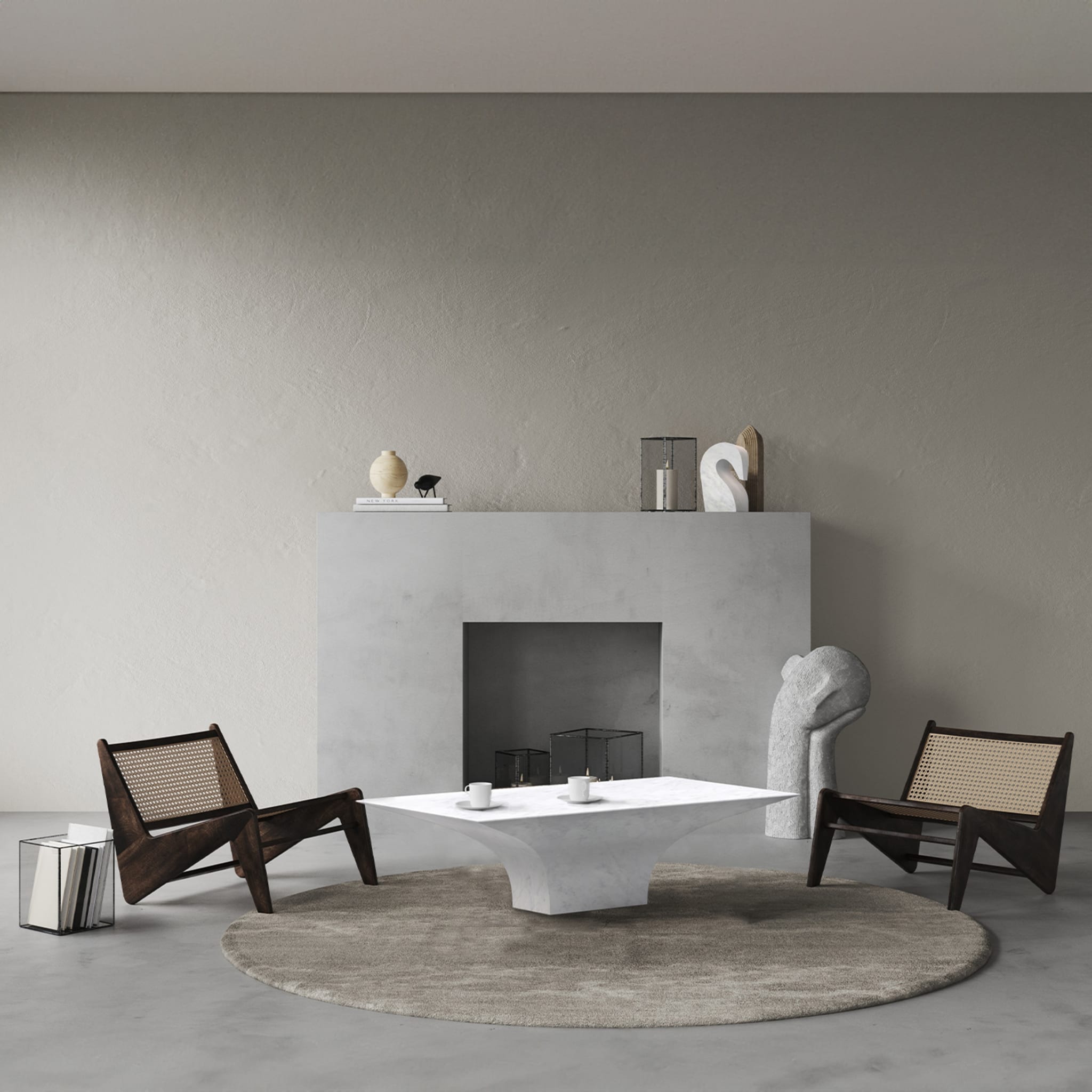 Tavolino rettangolare Sicorace in bianco di Carrara - Vista alternativa 5