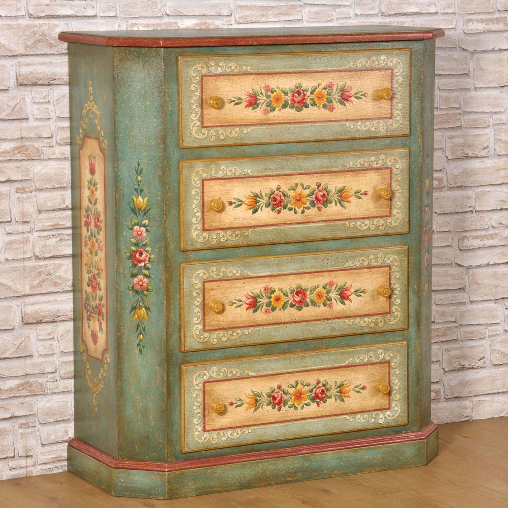Tyrolean Polychrome Floral Chest of Drawers - Alternative view 1