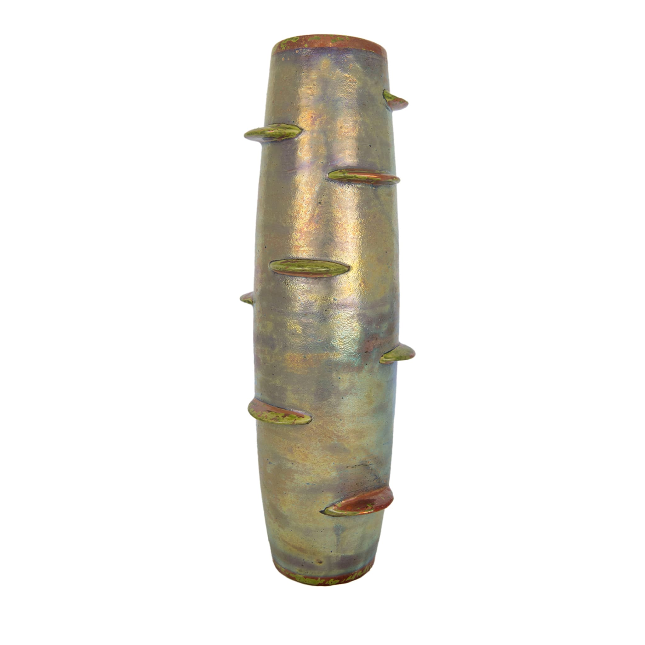 Silberne Lustre-Vase mit Kupfersprossen - Hauptansicht