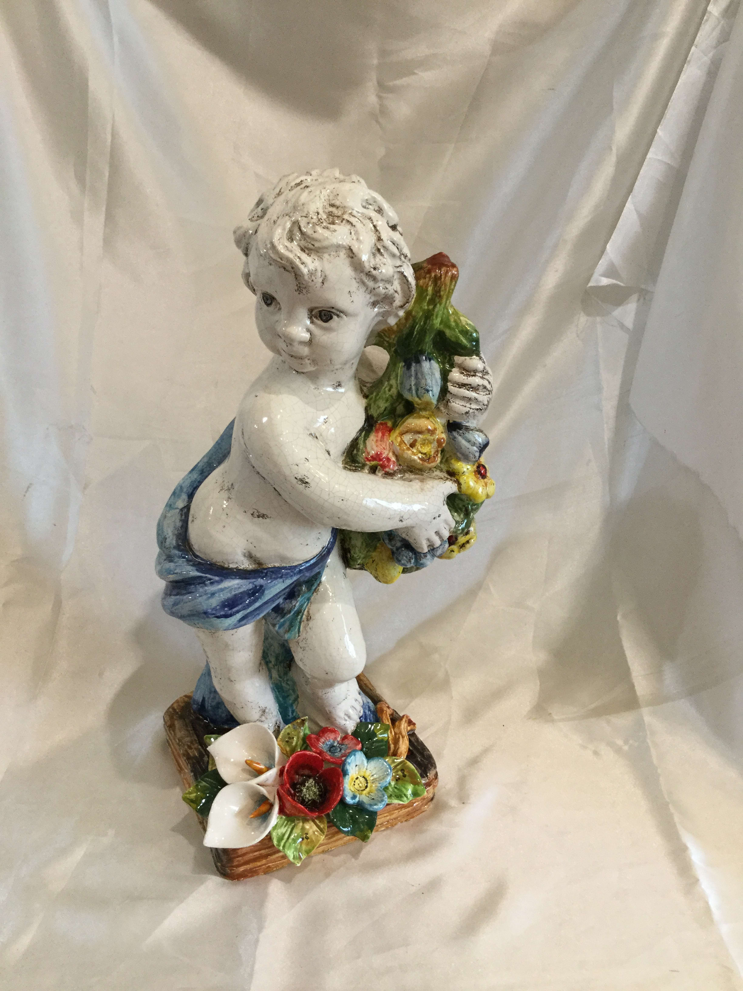Spring-Style Putto Sculpture - Ceramiche Corsini
