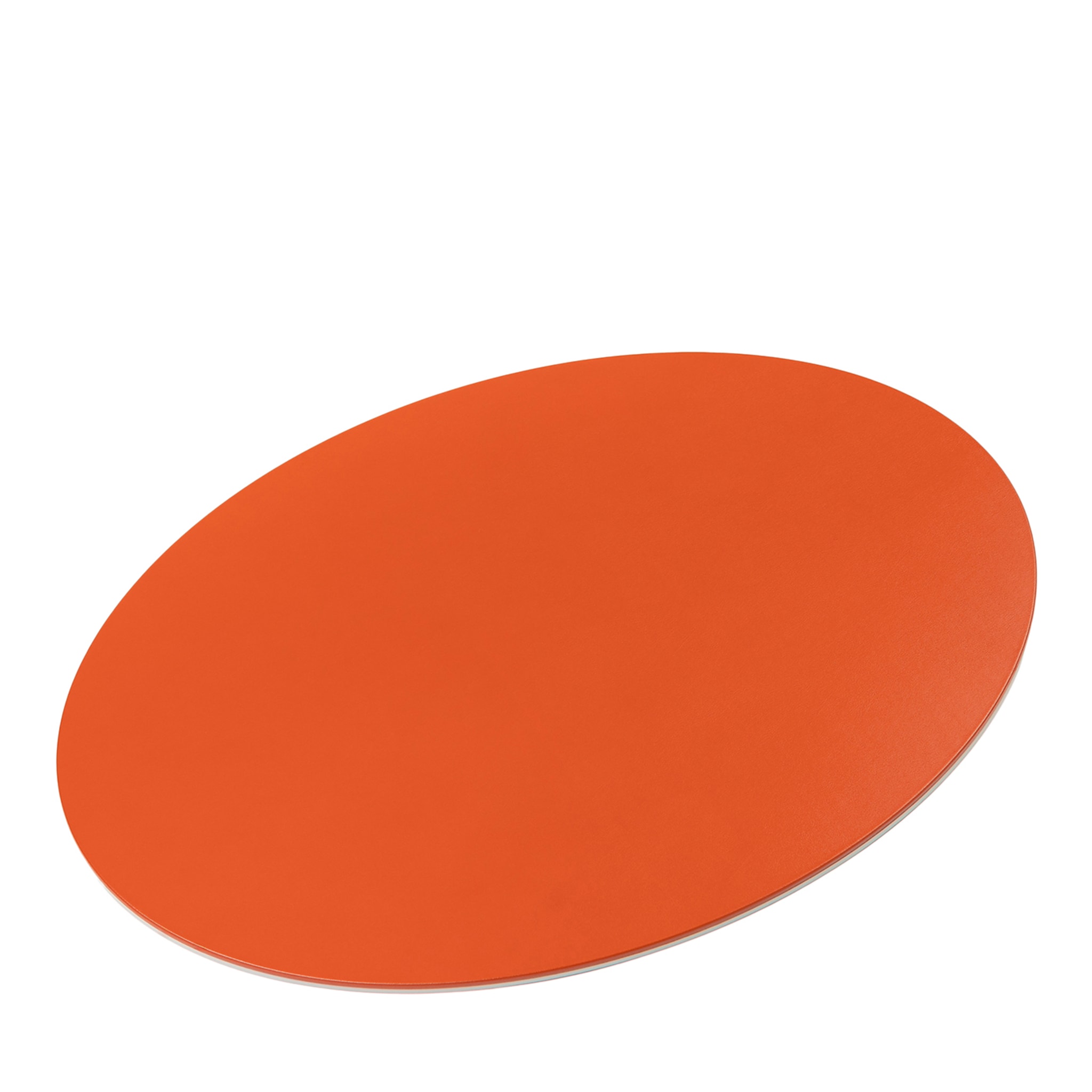 Mondrian Spritz Orange and Luna White Oval Placemat - Main view