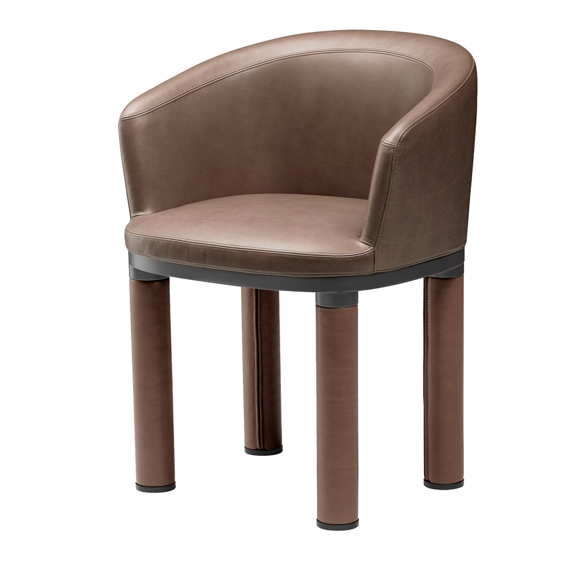 Bold Brown Leather Armchair by Elisa Giovannoni - Alternative view 1