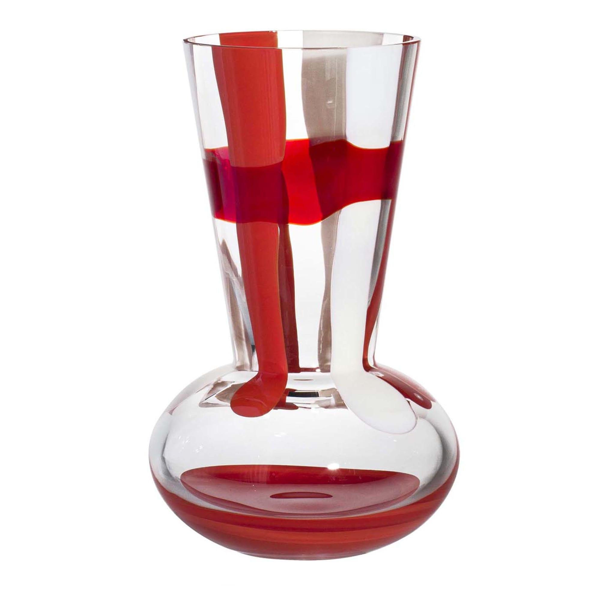 Troncosfera Vase mit roten und weißen Streifen von Carlo Moretti - Hauptansicht