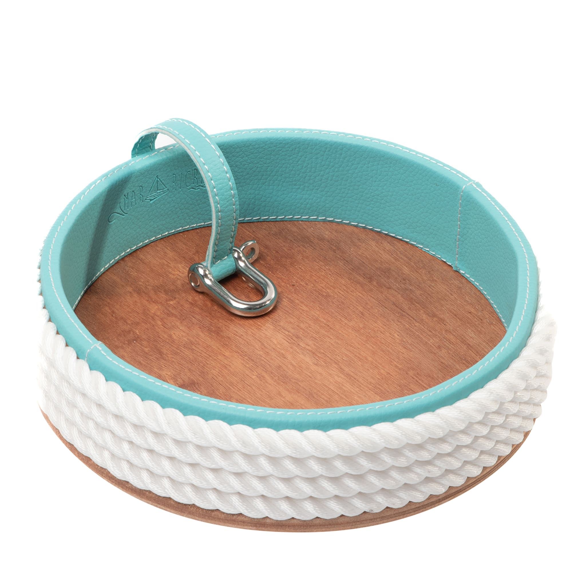 Windproof Small Round Turquoise & White Tray - Main view
