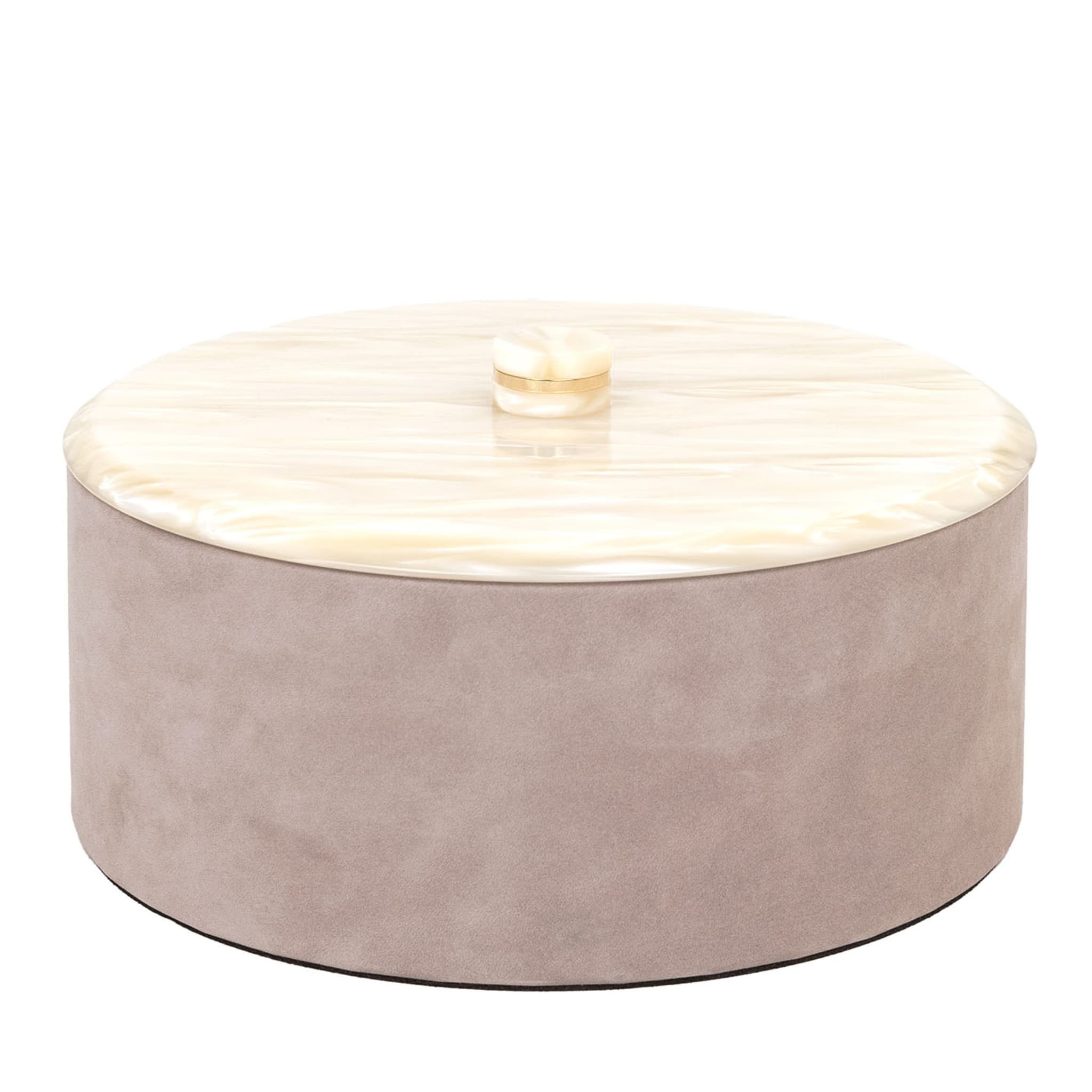 Kelly Large Cylindrical Taupe Box with Lid - Main view