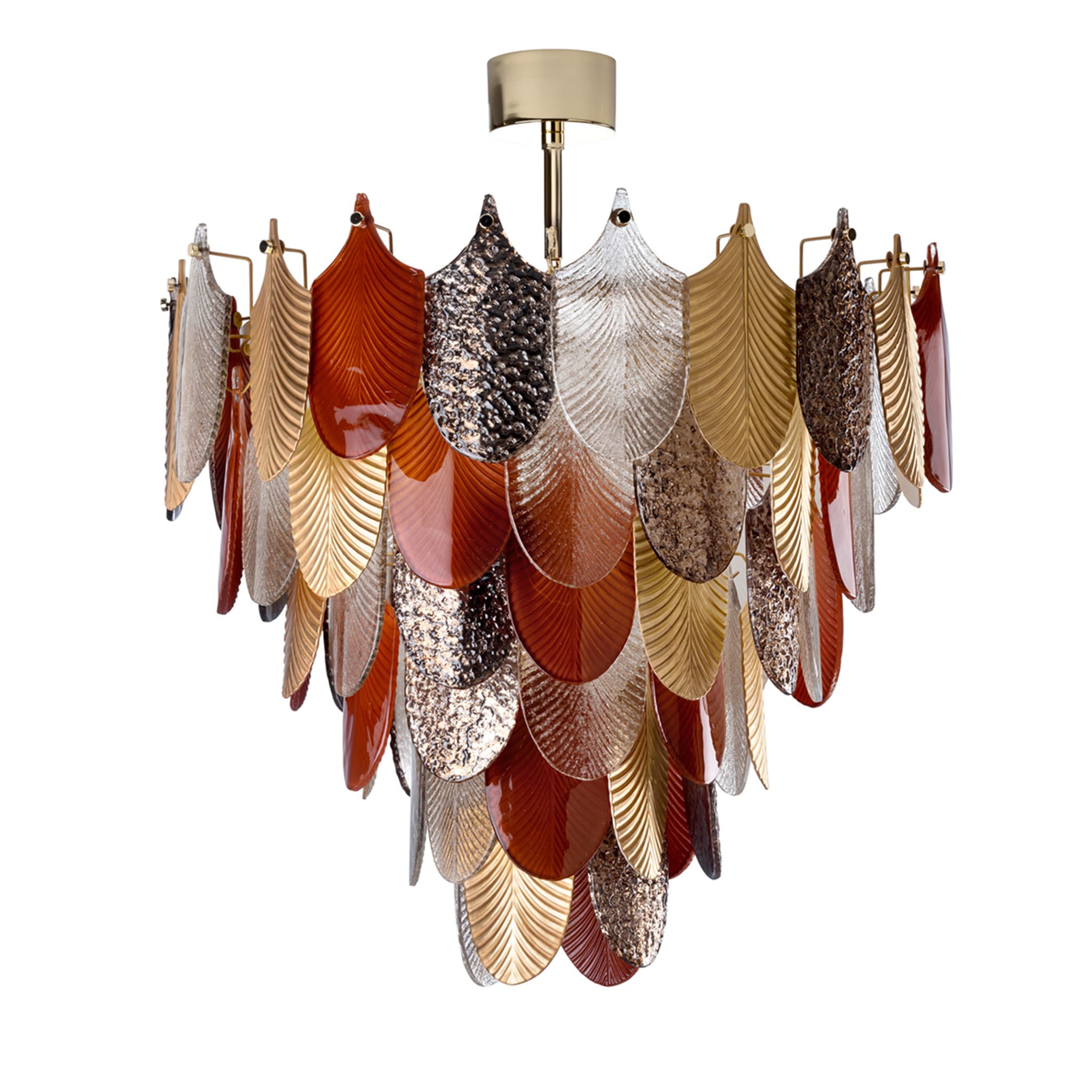 Peacock Medium Amber/Gold/Silver Chandelier - Main view
