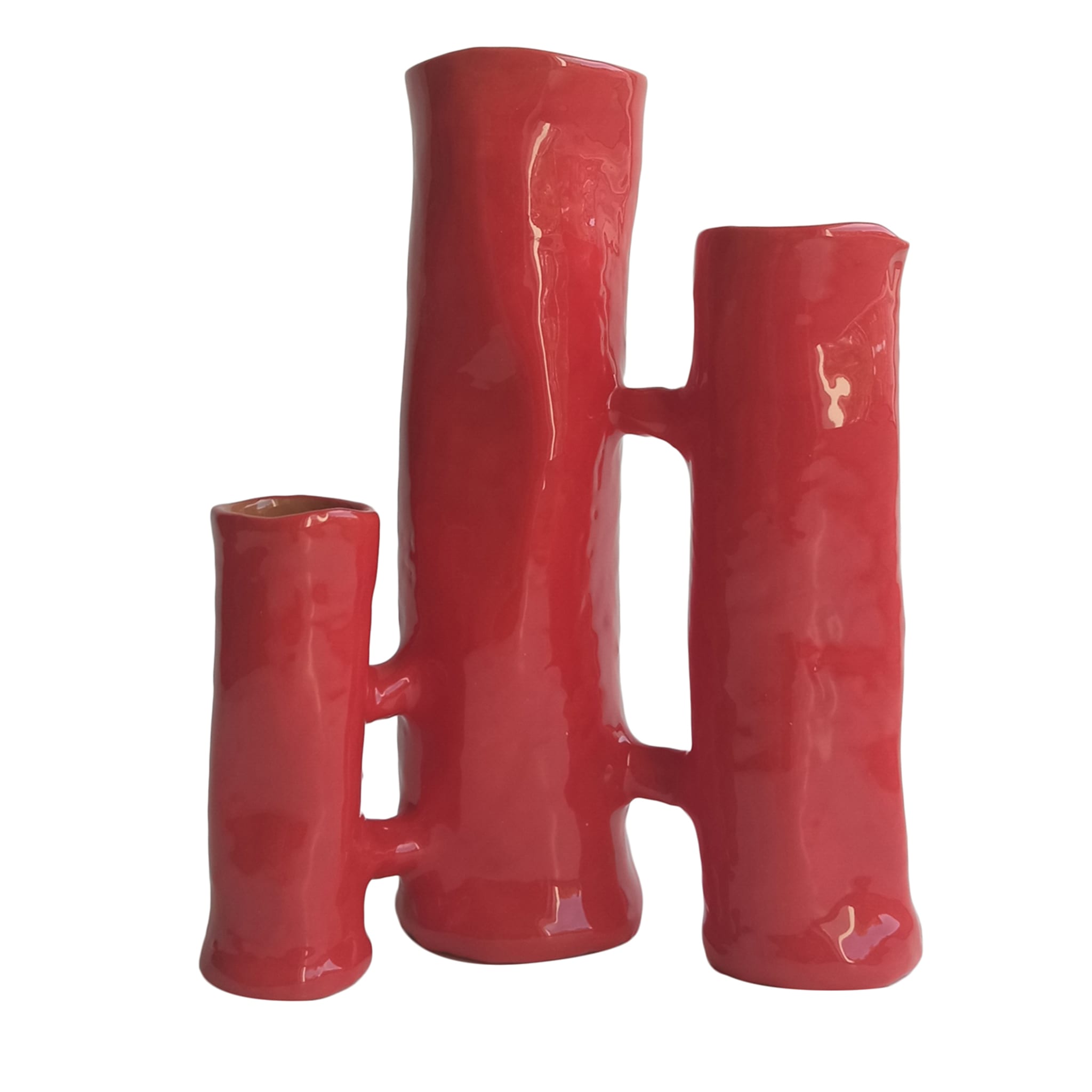 Vasi Comunicanti 3-Element Red Vase/Sculpture - Main view