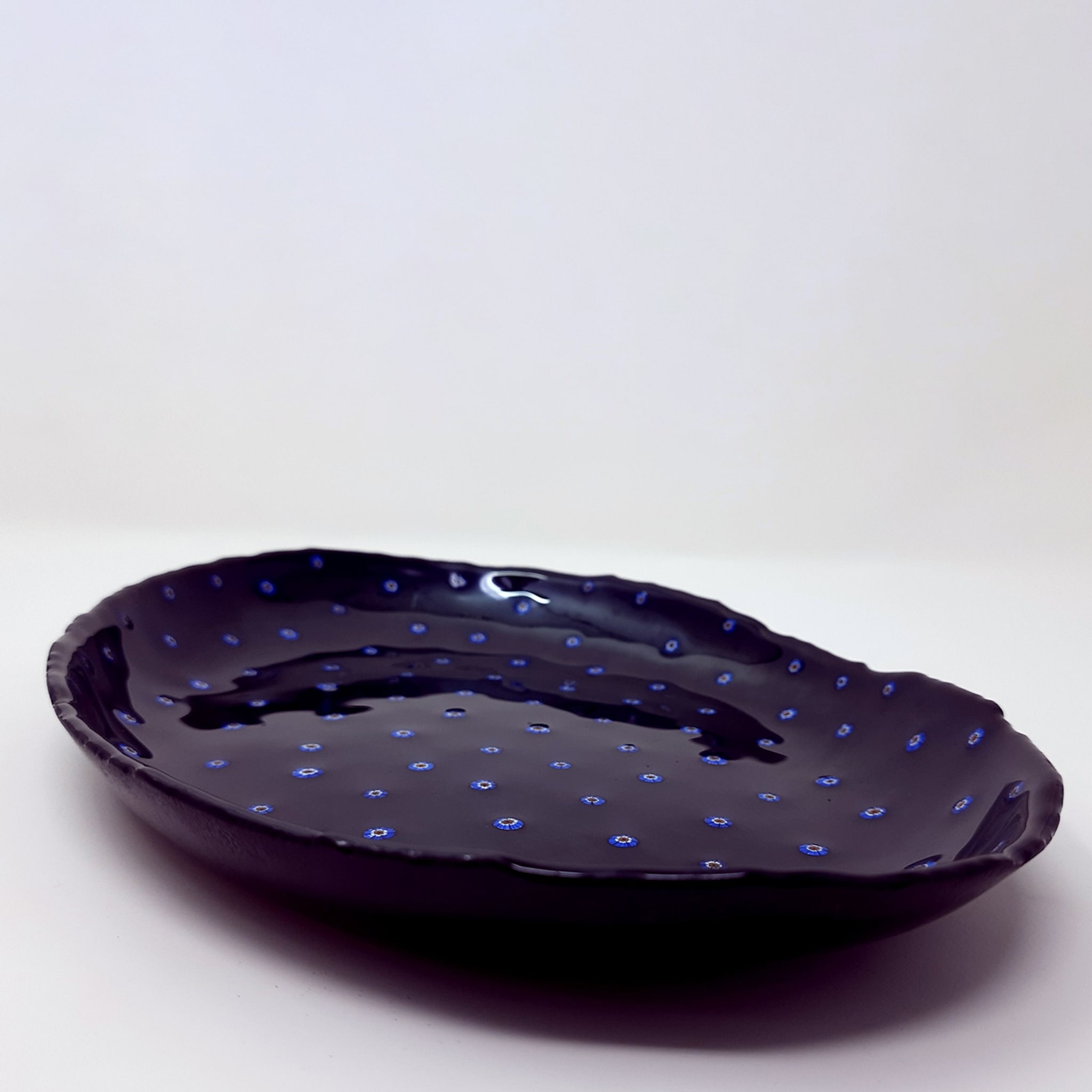 Black Glass Serving Platter with floral murrini inlays - Alternative view 3