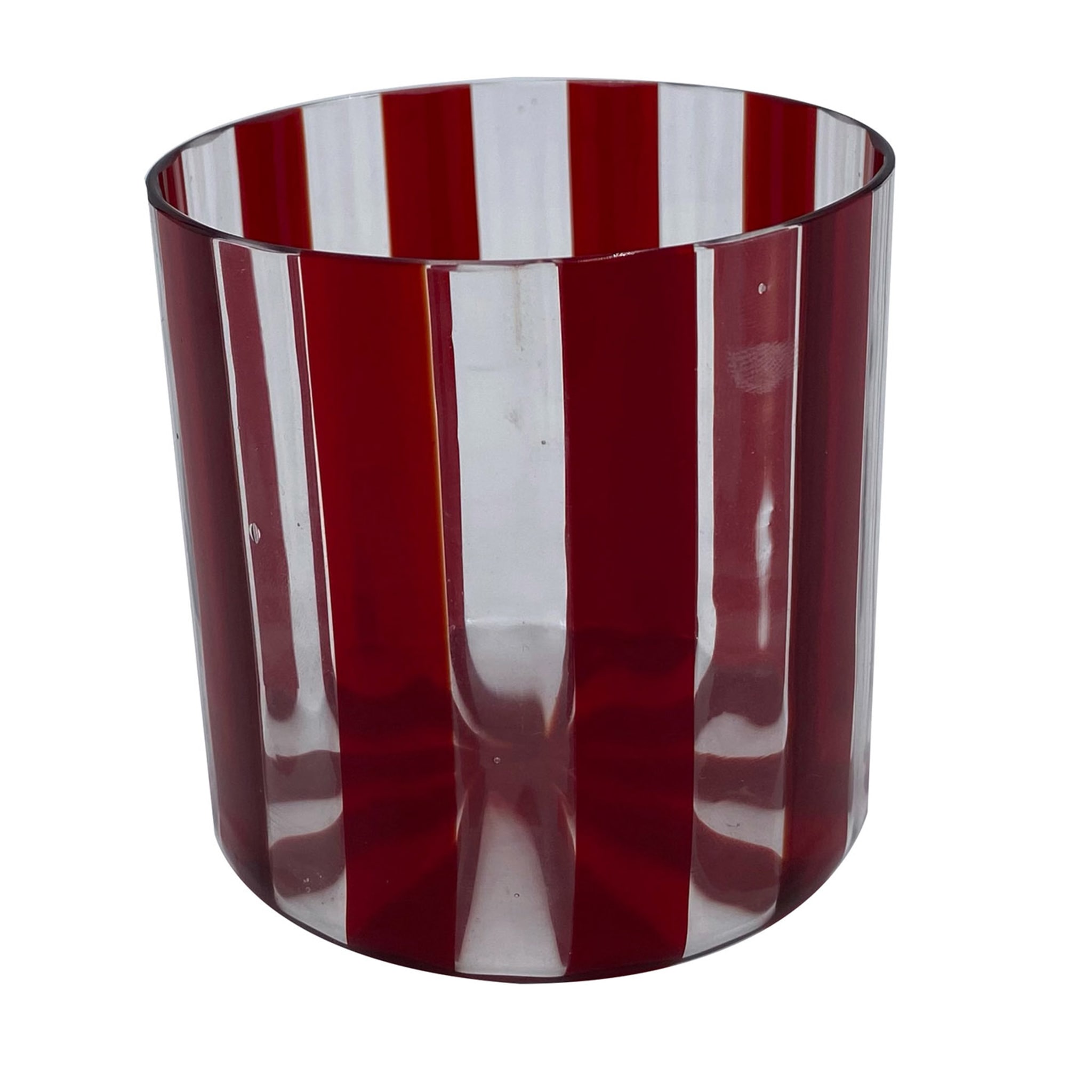 Set of 2 Small Ribbed Red Water Glasses - Main view