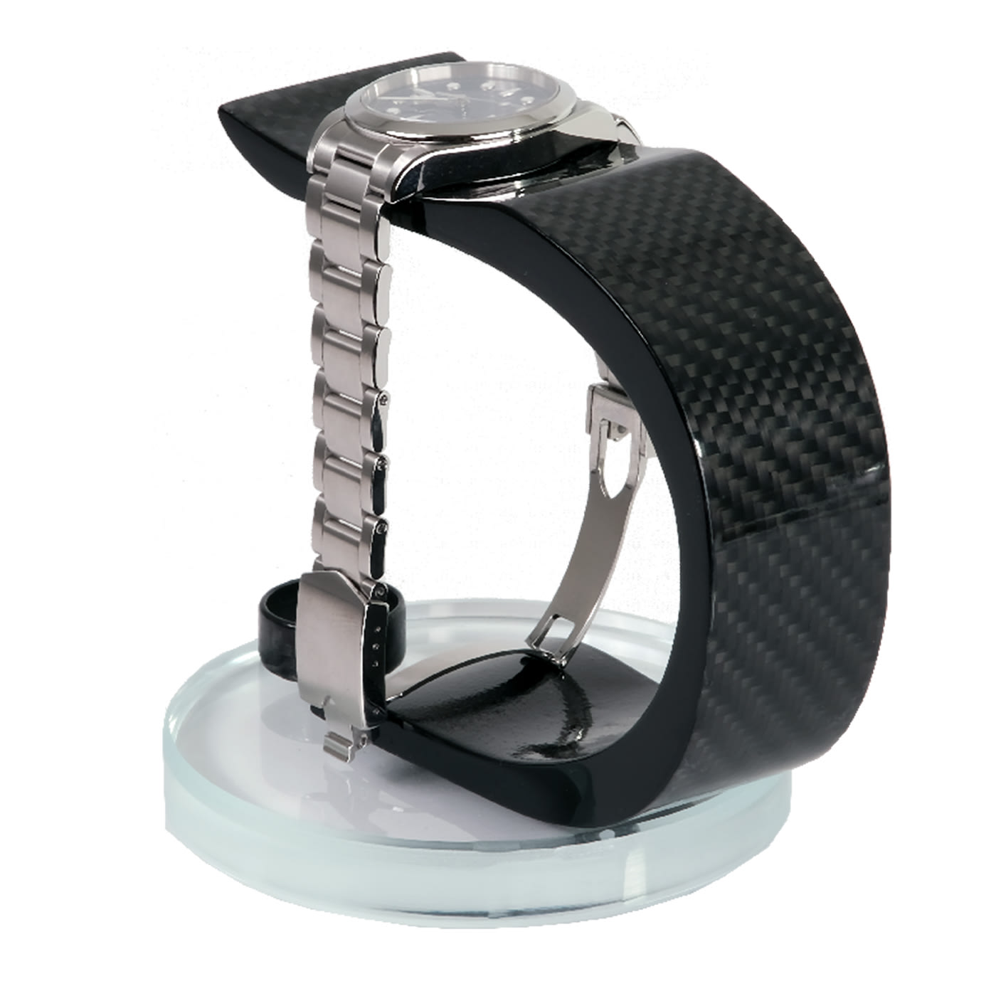 MT Black Real Carbon Fiber and Glass Watch Stand - Maurizio Time