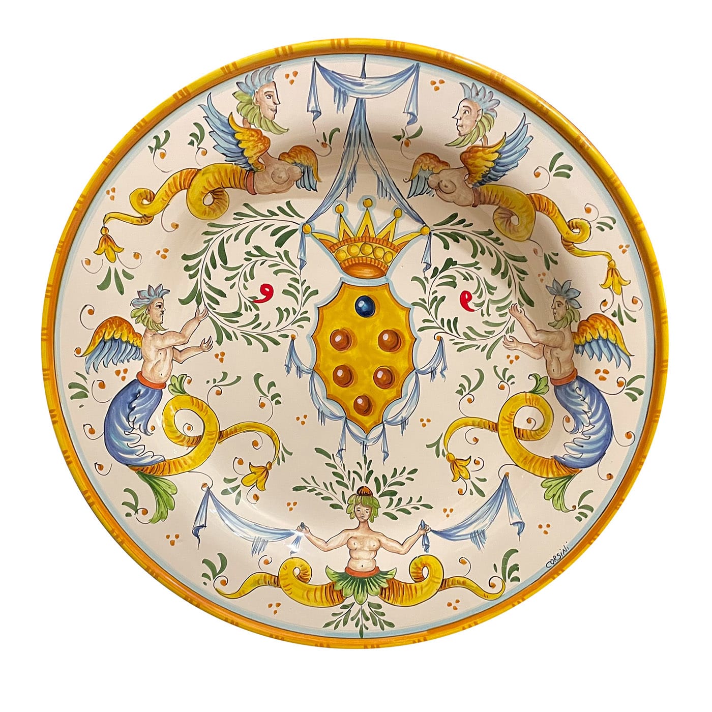 Raphaelesque-Style Polychrome Plate - Ceramiche Corsini