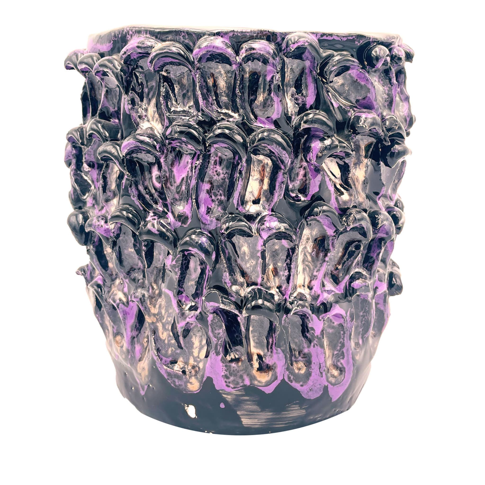 Onda Metallic Purple and Black Vase - Main view