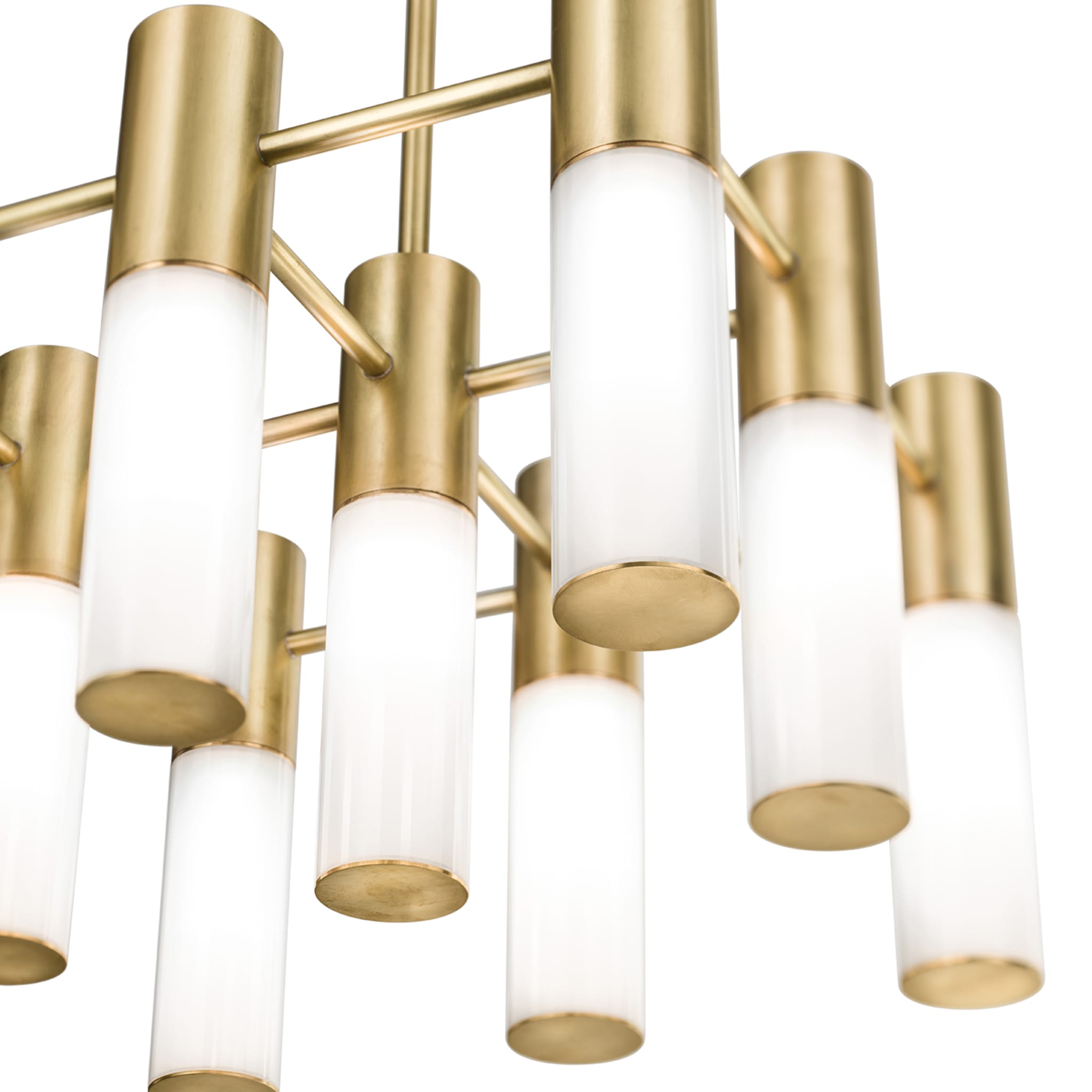 Etoile 9-Lights Natural Brass & White Glass Chandeliers - Alternative view 1