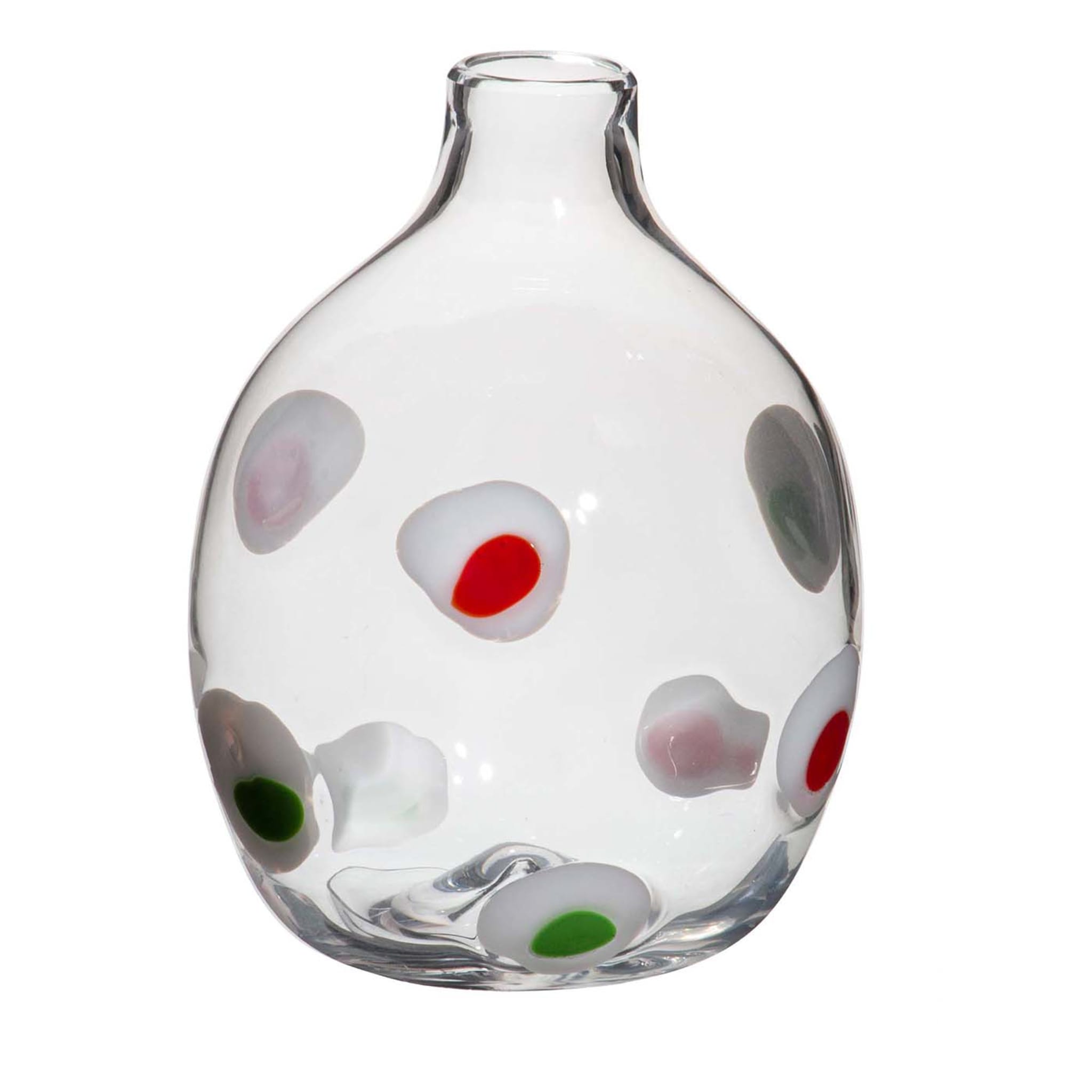 Einblütige Vase Weiß/Rot/Grün gepunktet von Carlo Moretti - Hauptansicht