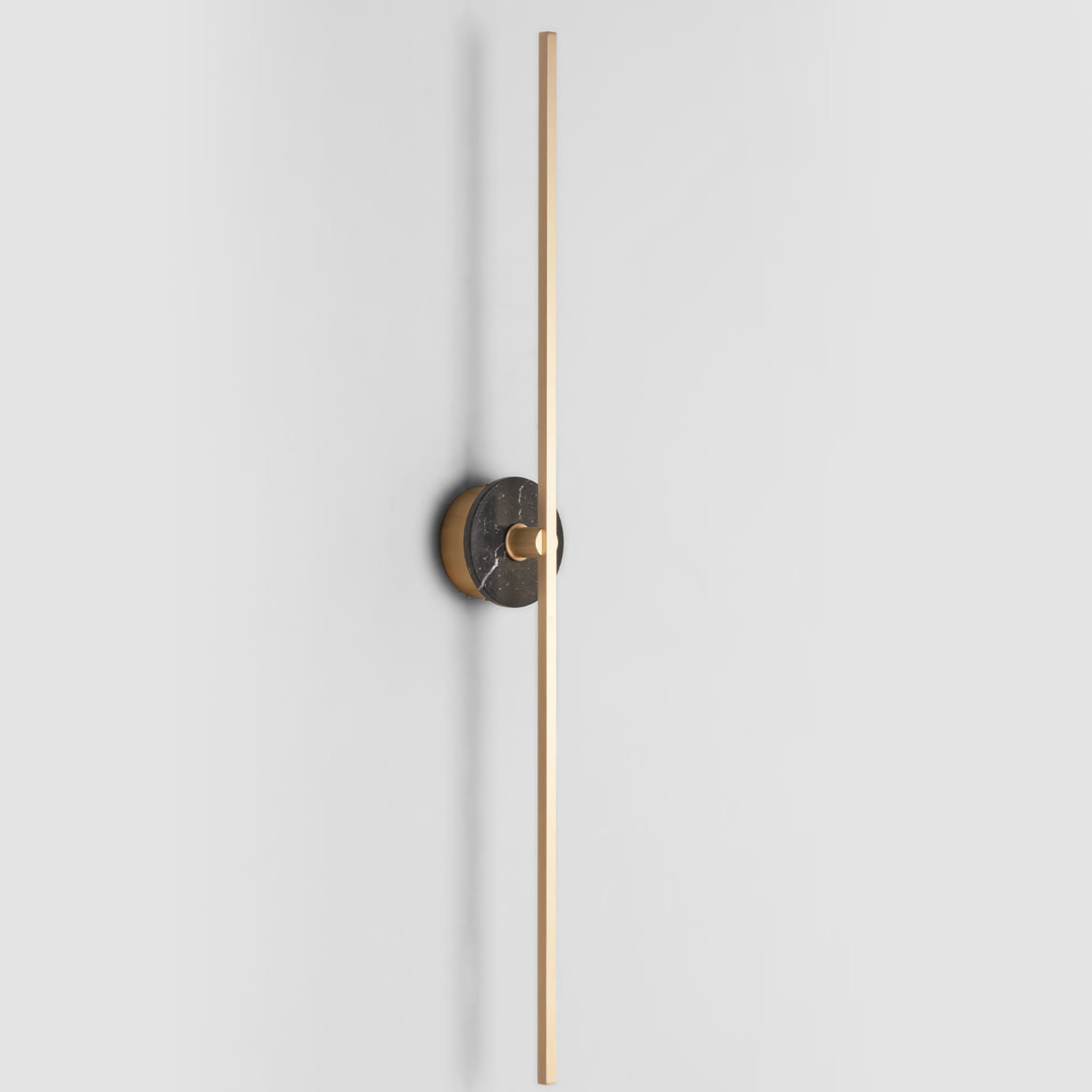 "Essential Grand Stick" Wall Sconce in Satin Brass and Black Marquinha Marble - Alternative view 1