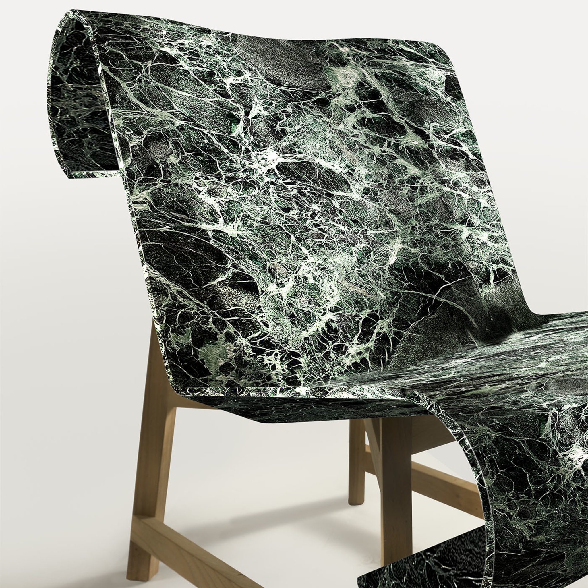 Curl Armchair in Marble Verde Alpi - Alternative view 1