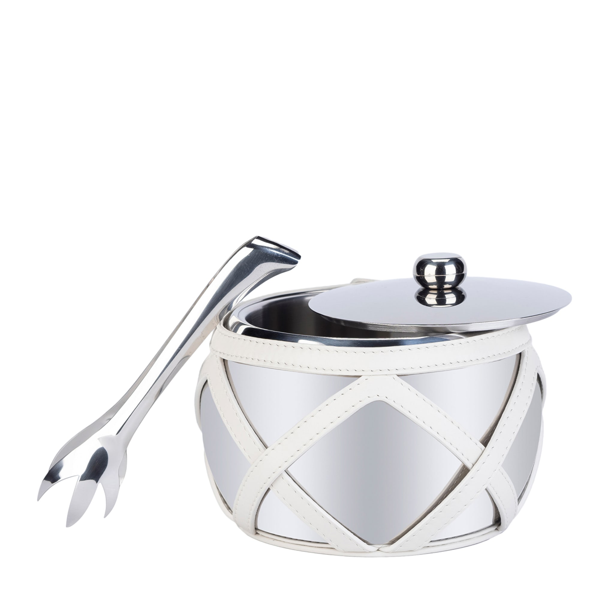 Escher White Insulated Ice Bucket with Ice Tongs  - Main view