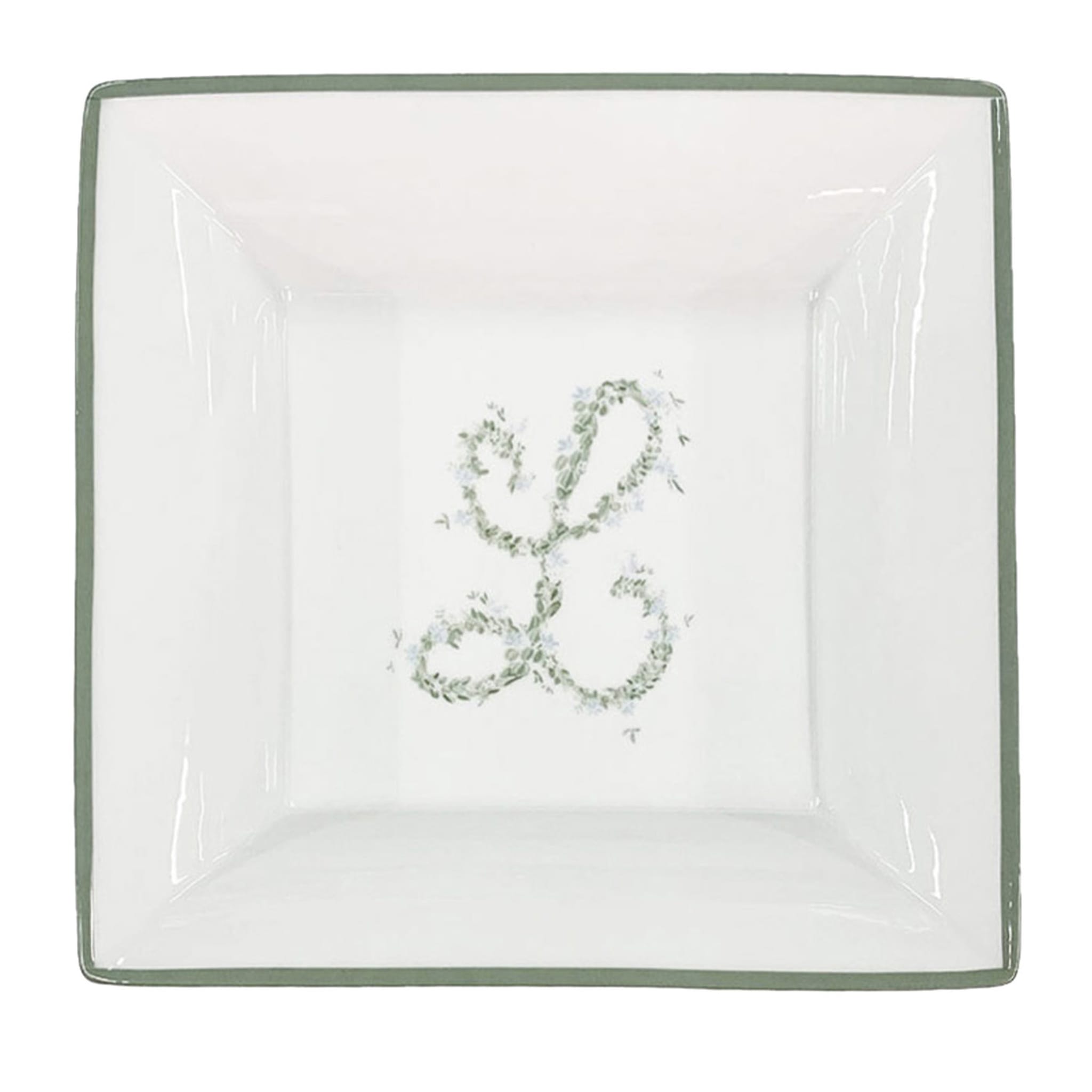 L - Vassoio portaoggetti quadrato bianco e verde salvia #1 Luisa Beccaria