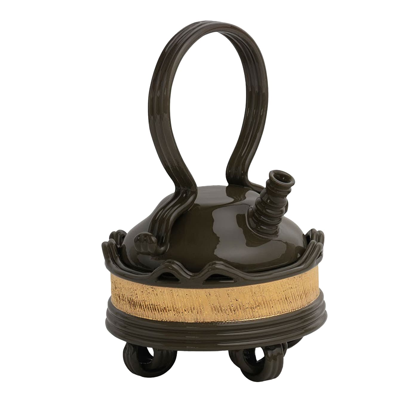 Vintage-Style Black and Gold Teapot by Pierre Marie Agin - Bitossi Ceramiche
