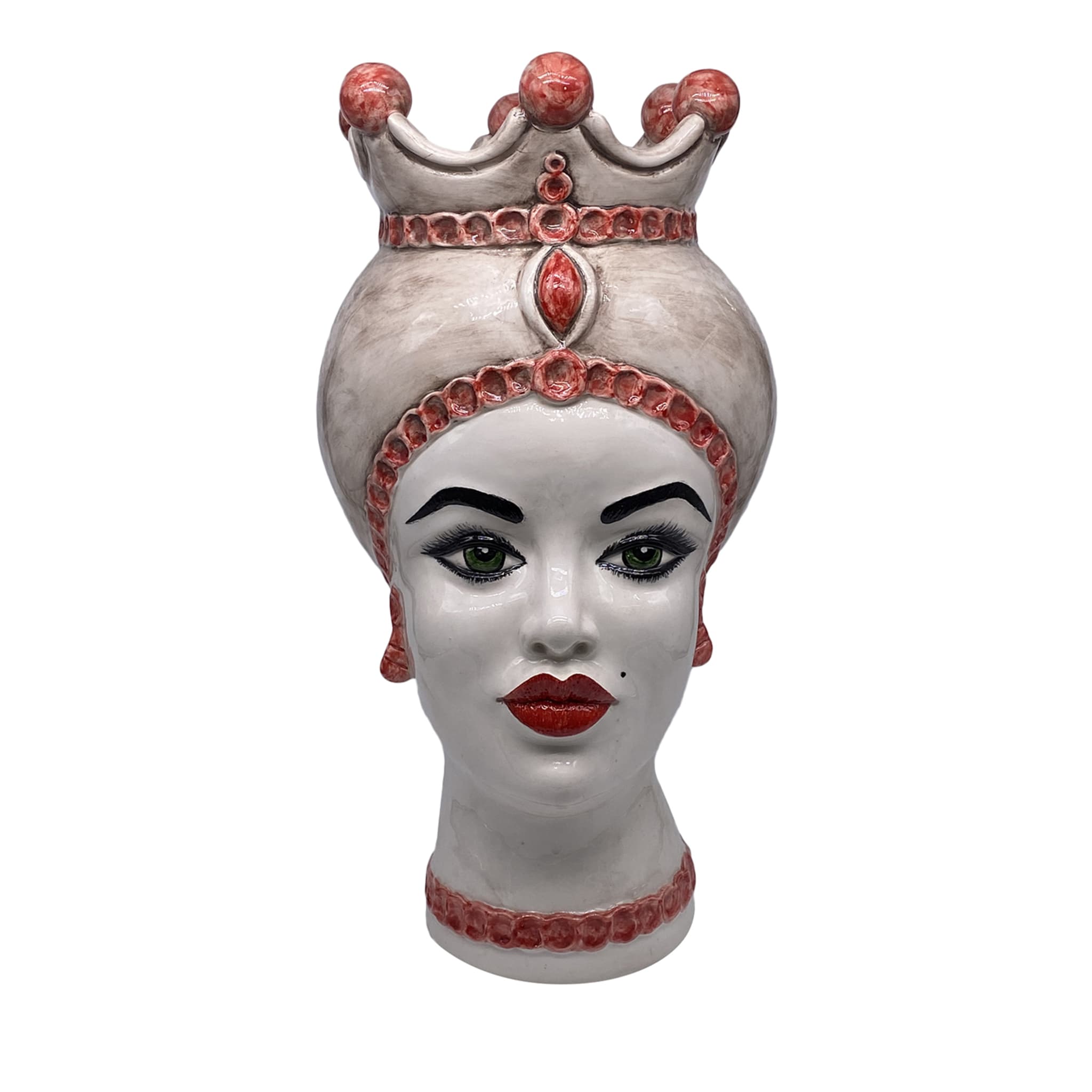 Luis Giant Lady Red Spheres Moor's Head Vase - Vue principale
