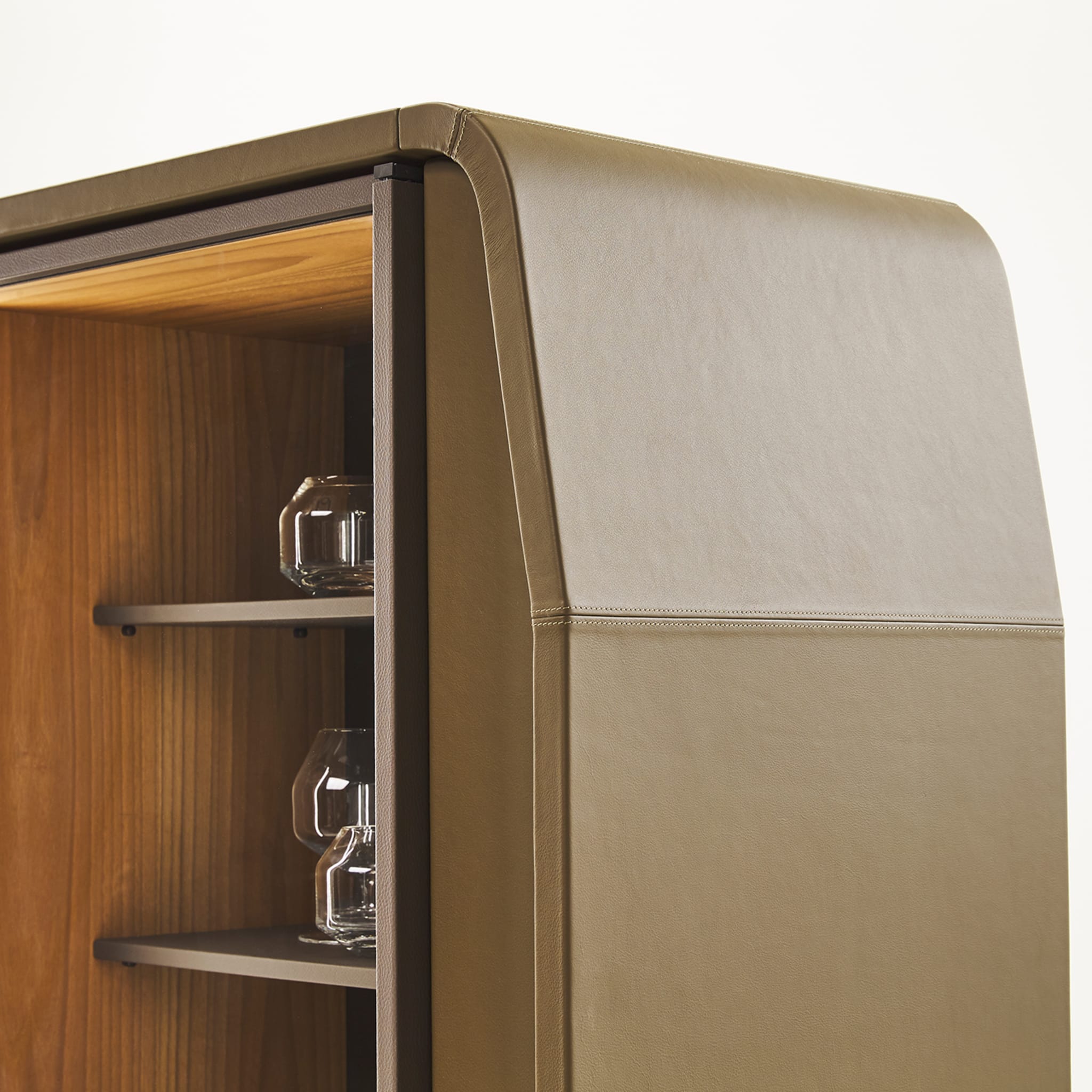 Eno Brown Leather Wine Cabinet - Alternative view 1