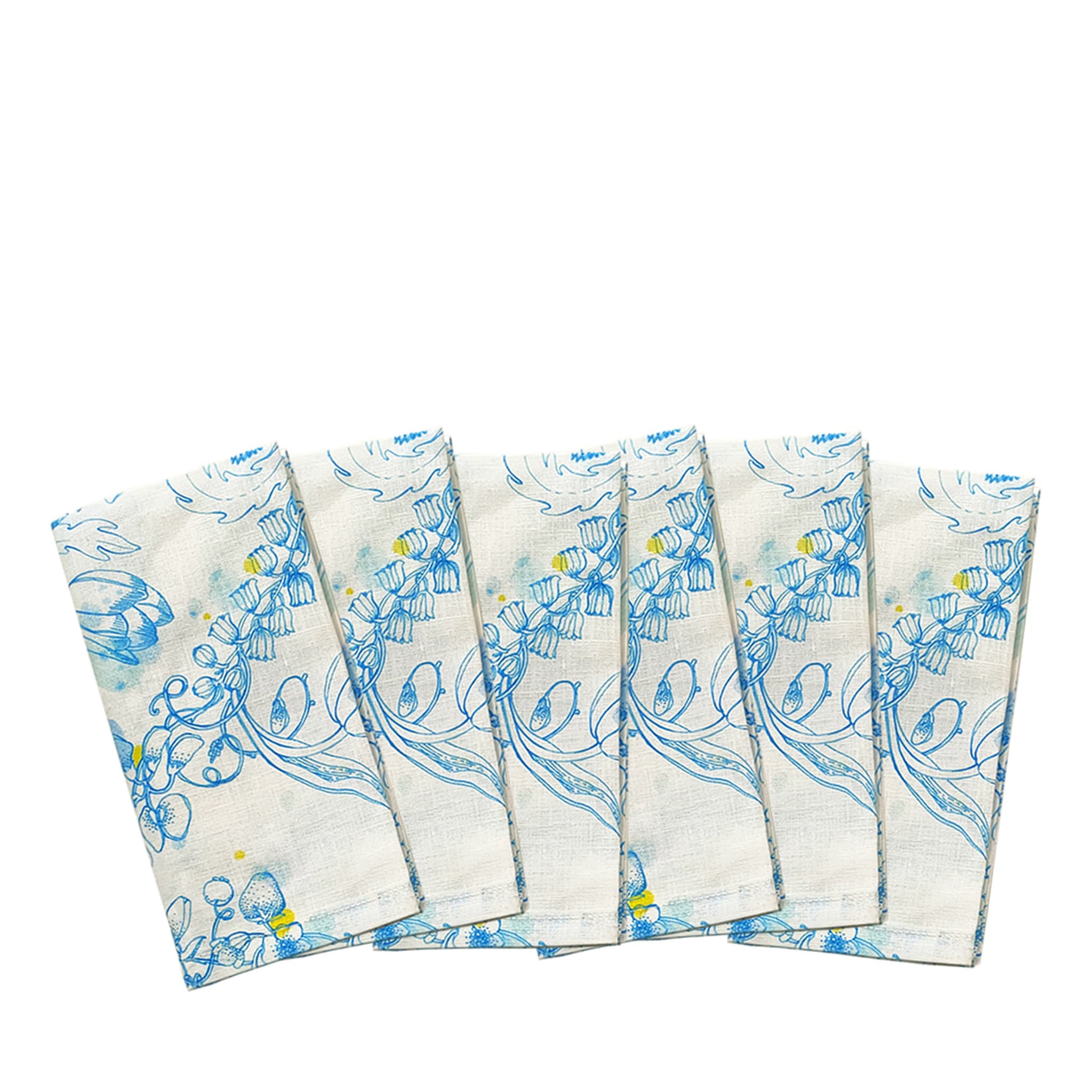 Blue Summer Set de 6 serviettes bleues et blanches - Vue alternative 1