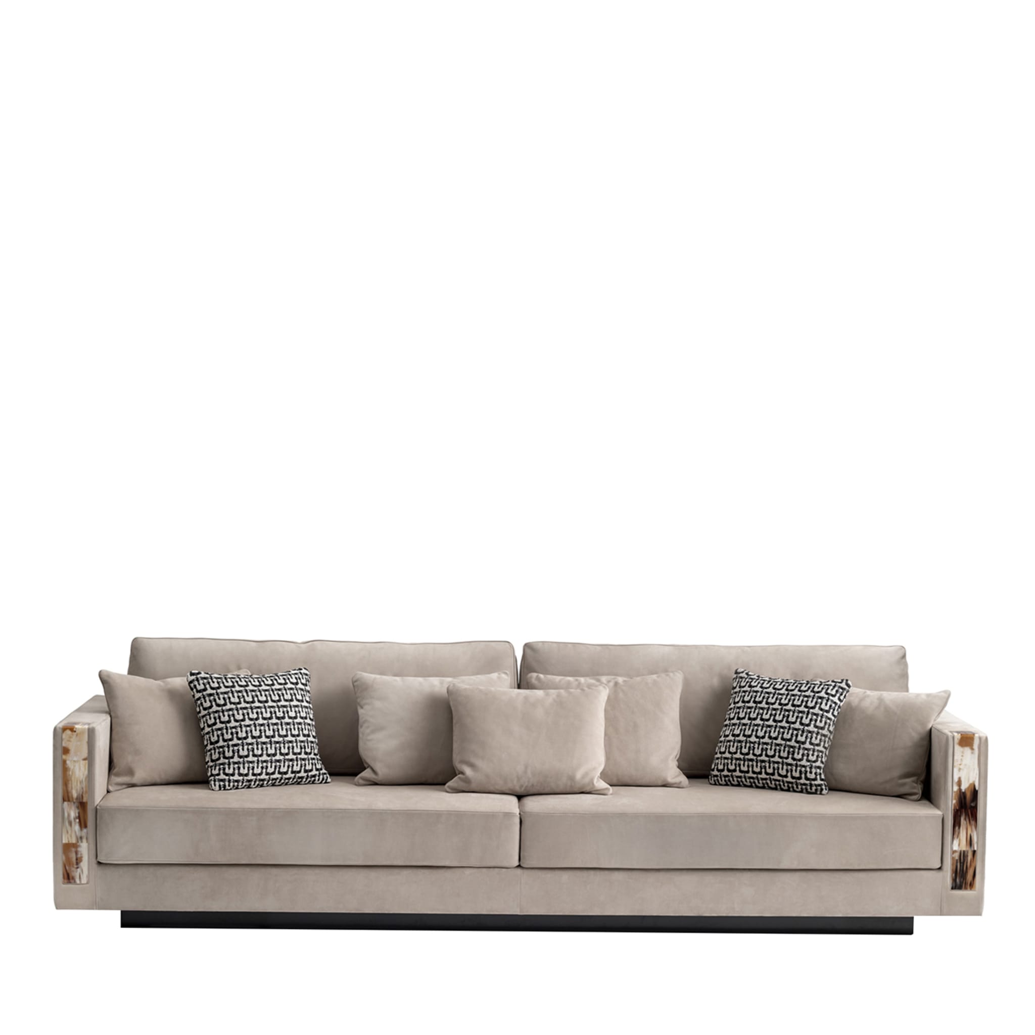 Zeus 4-Seater Beige Sofa with Horn Inlays - Main view