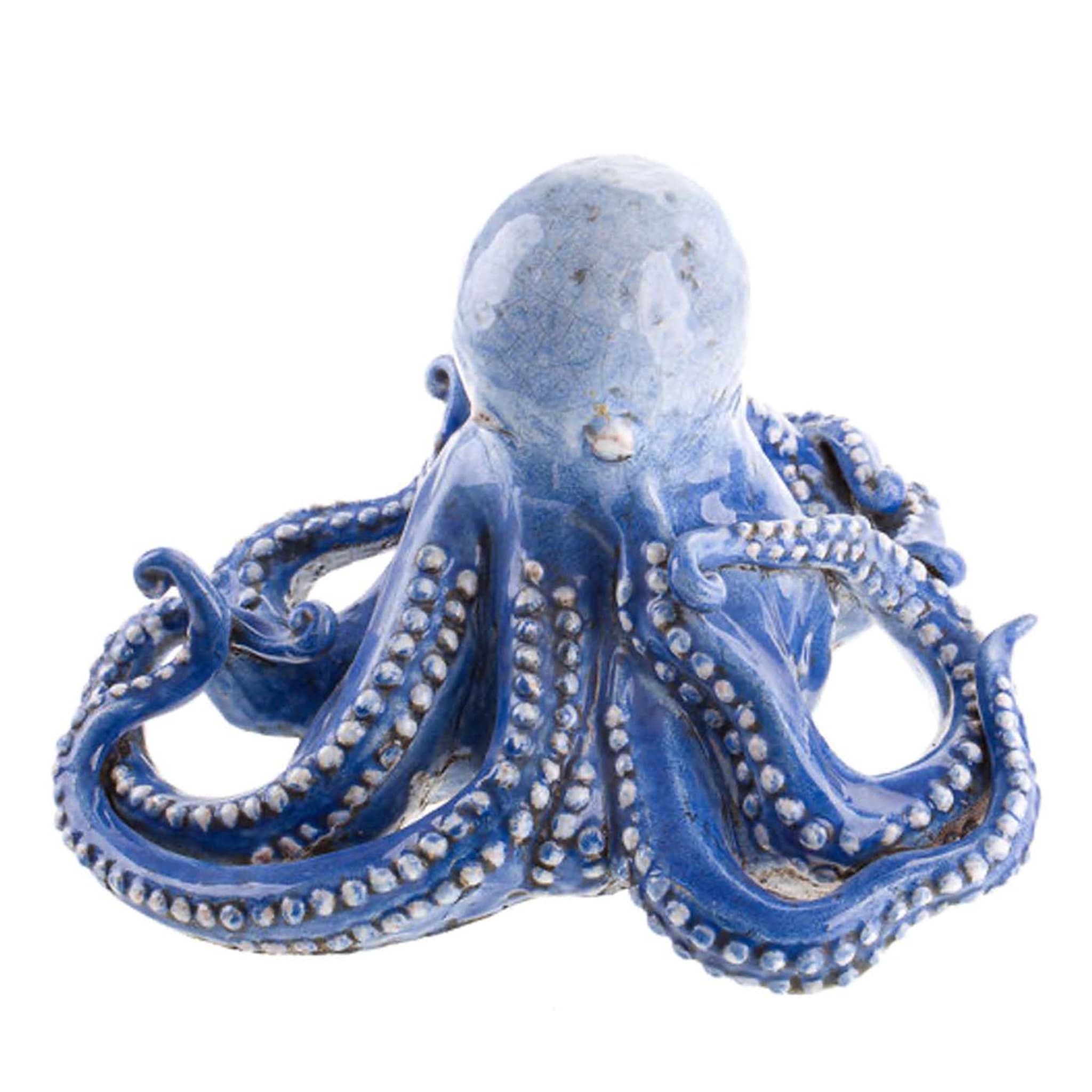Blue Ceramic Octopus Sculpture - Main view