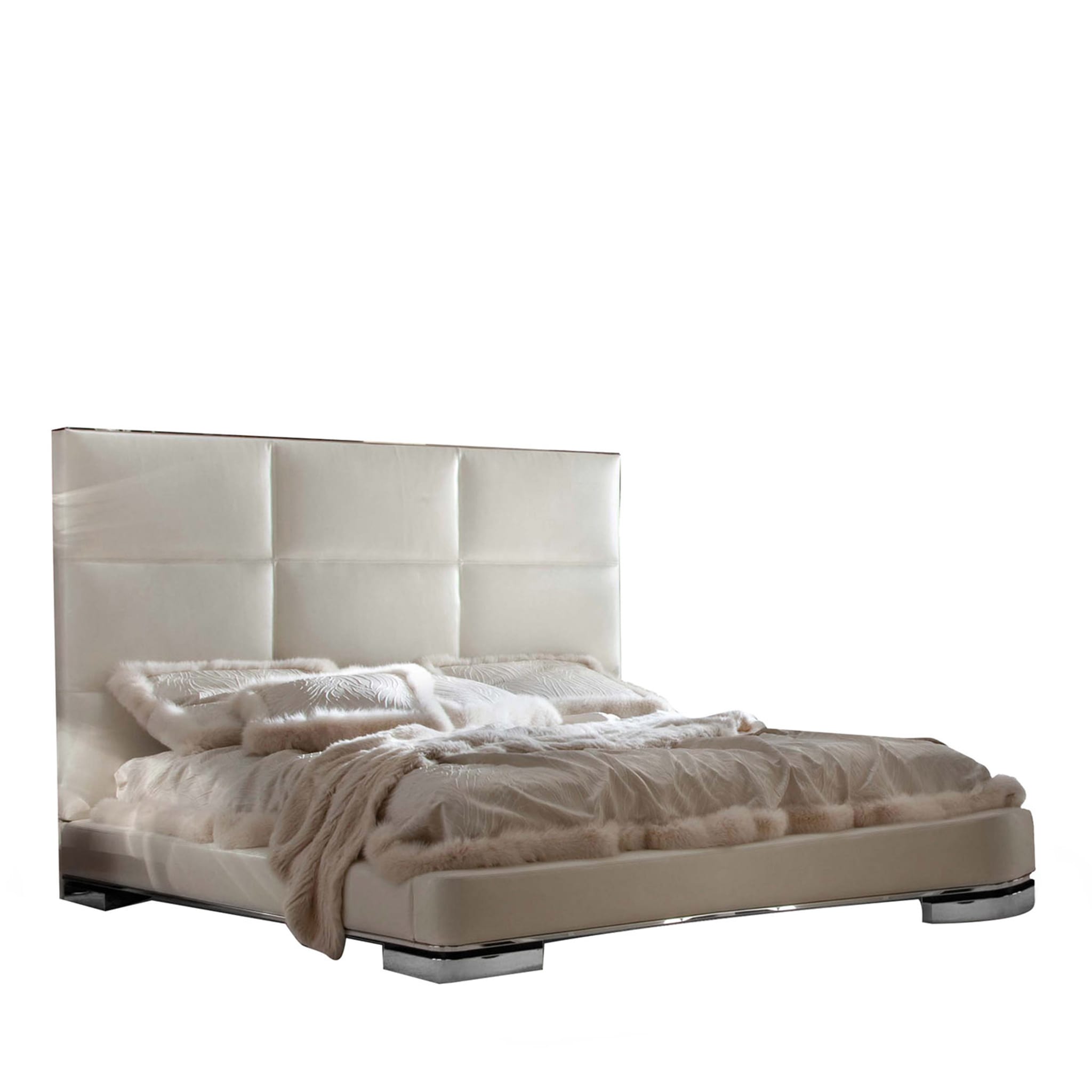 King Size Ivory Leather Bed - Main view