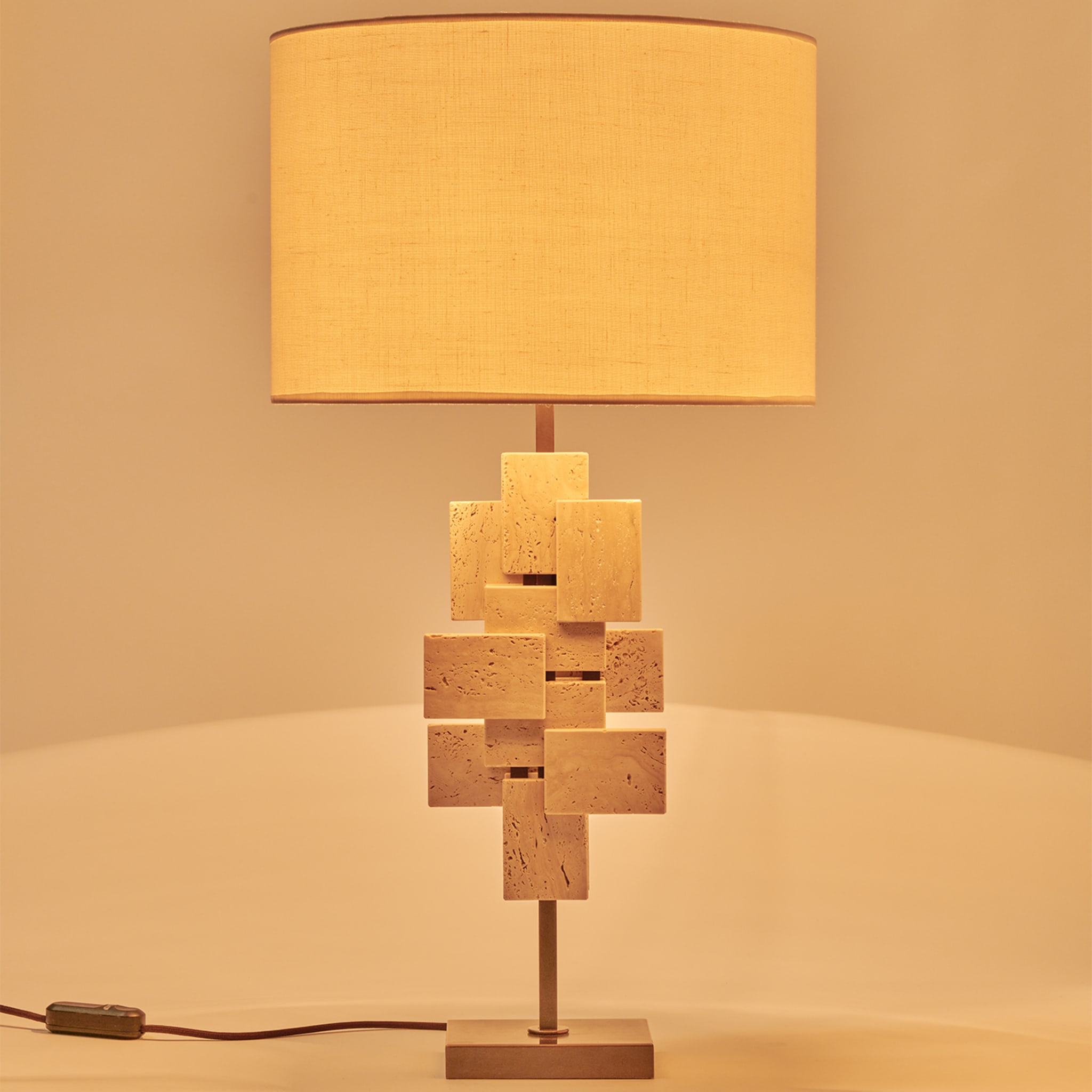 "Tiles" Table Lamp in Travertine and Bronze - Alternative view 3