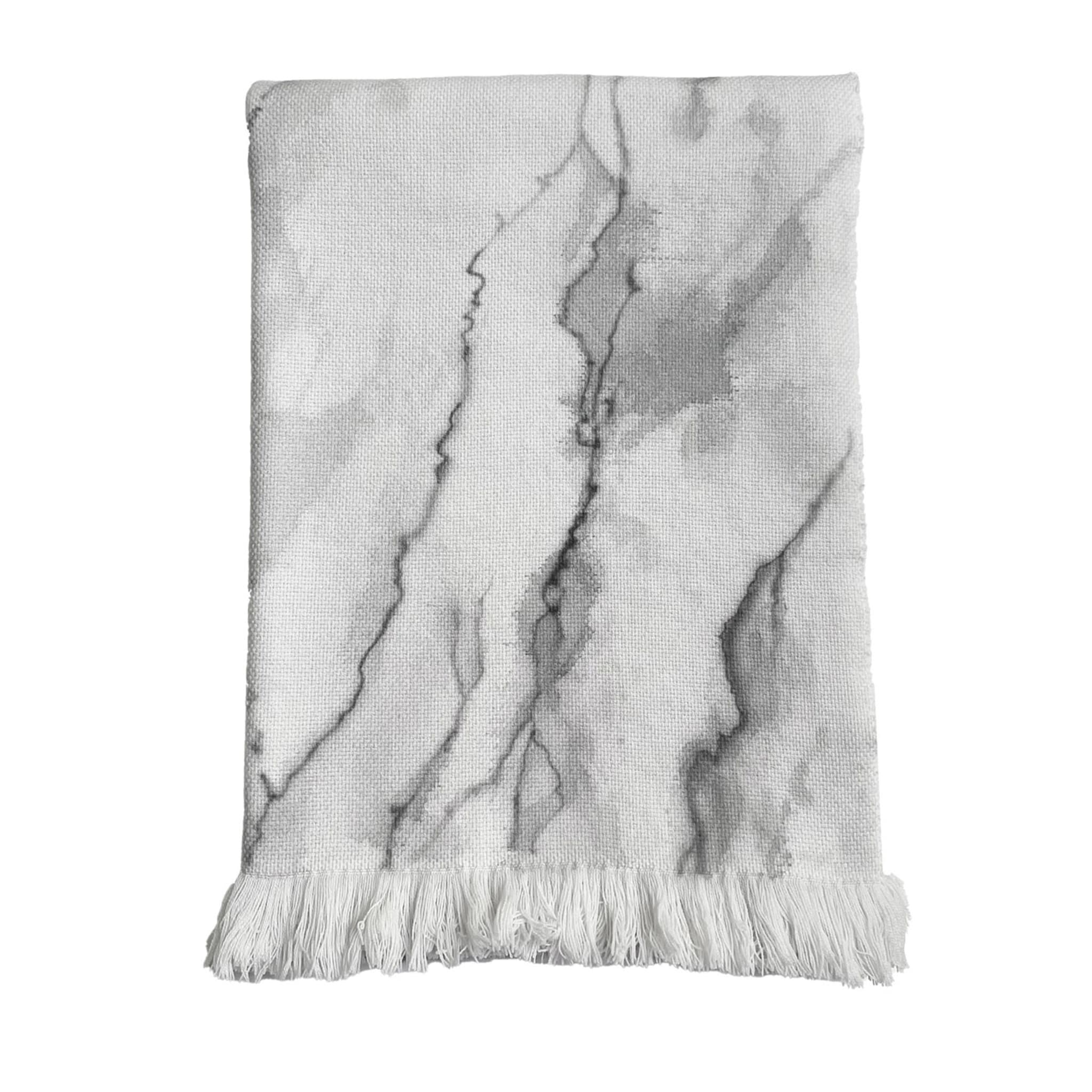 Marmo Fringed Gray Handpainted Blanket - Main view