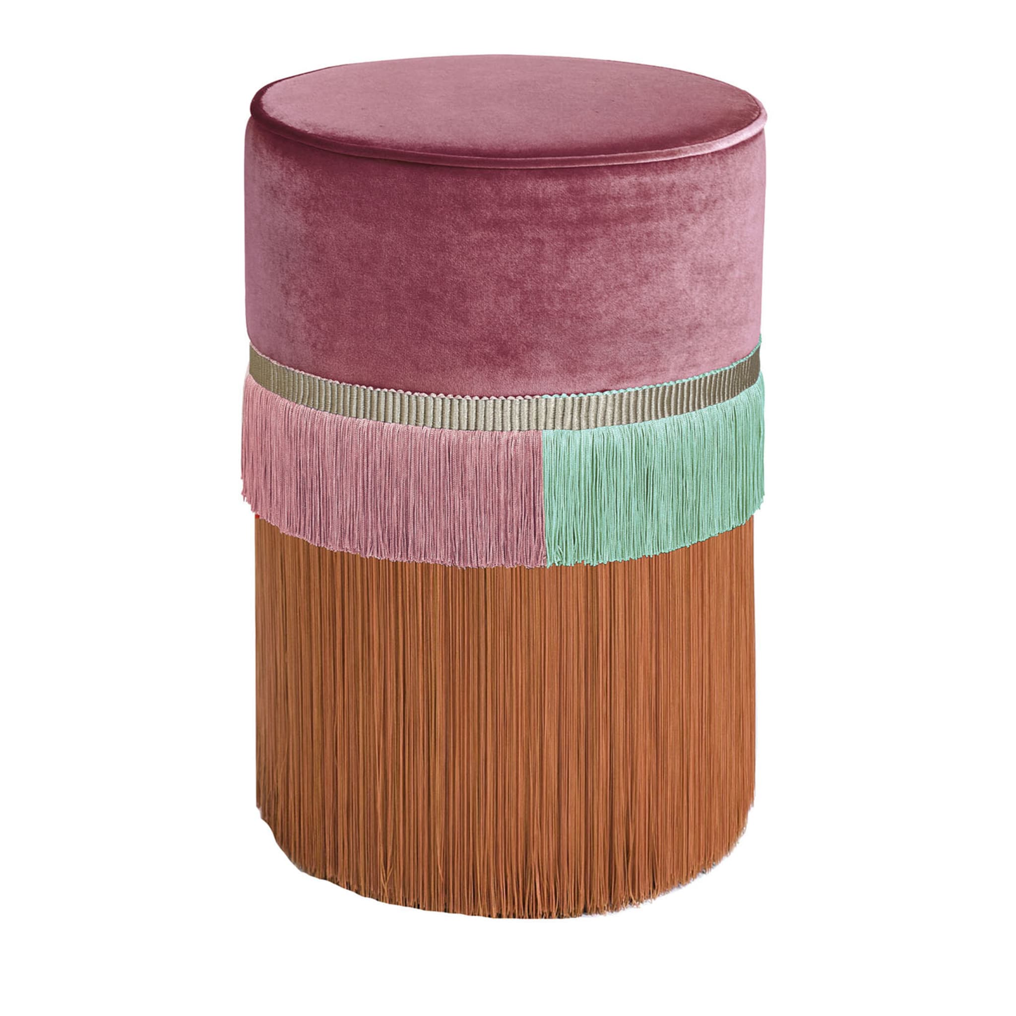 Purple and Red Couture Geometric Line Pouf - Main view
