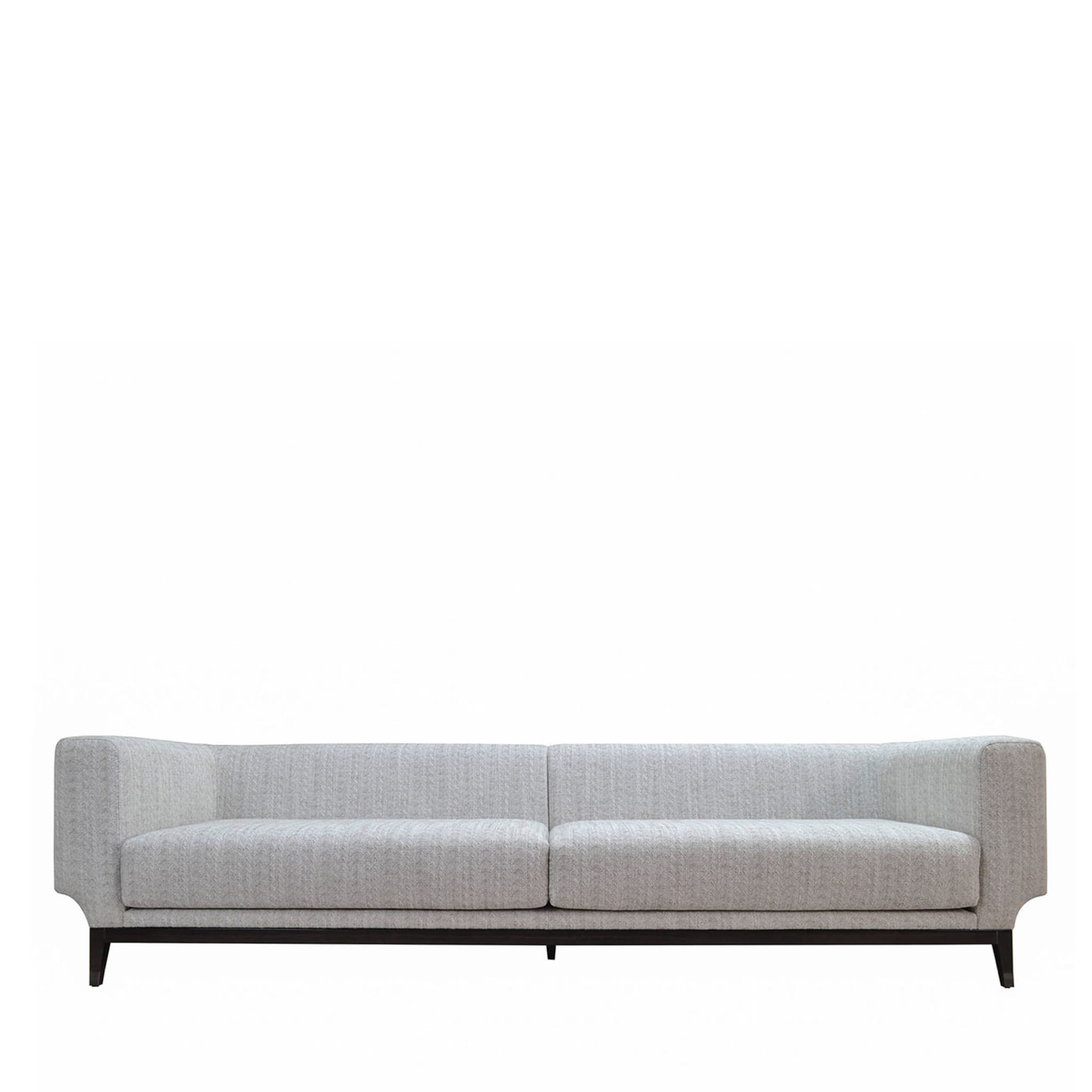 Italian Ivory Sofa 280 with Brown Wooden Base - Main view