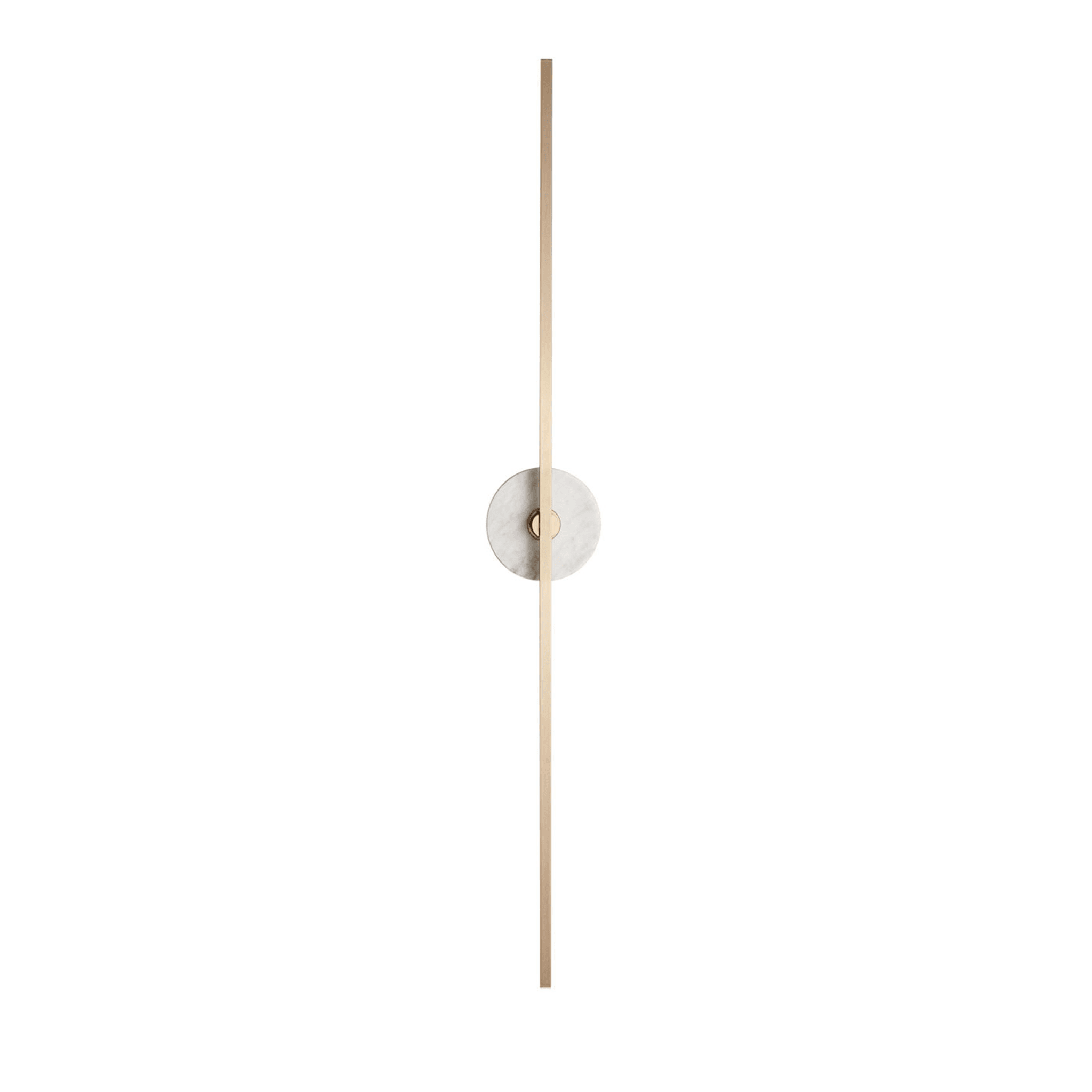 "Essential Grand Stick" Wall Sconce in Satin Brass and White Carrara Marble - Main view